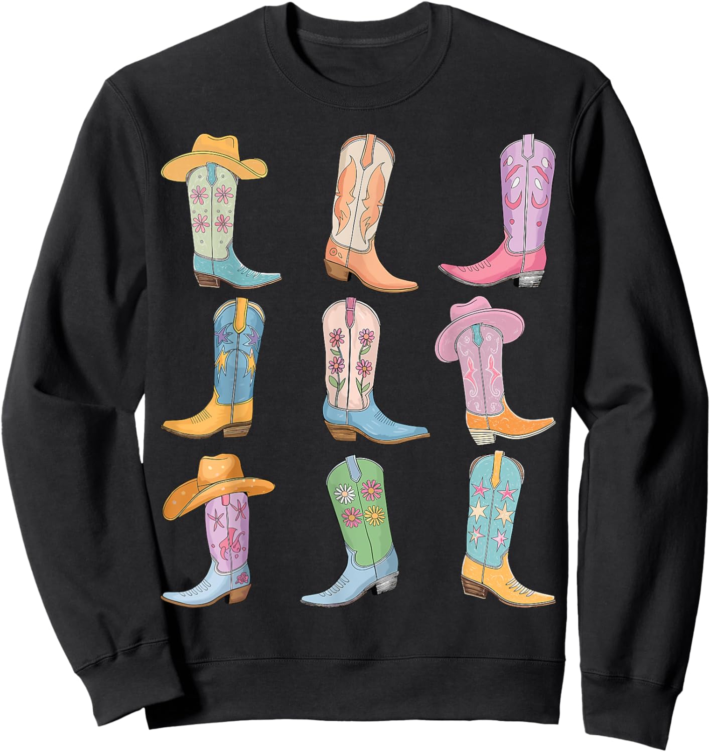 Cowgirl Boots Let's Go Girls Western Cowgirl Cowboy Country Sweatshirt - Sweatshirt | Black
