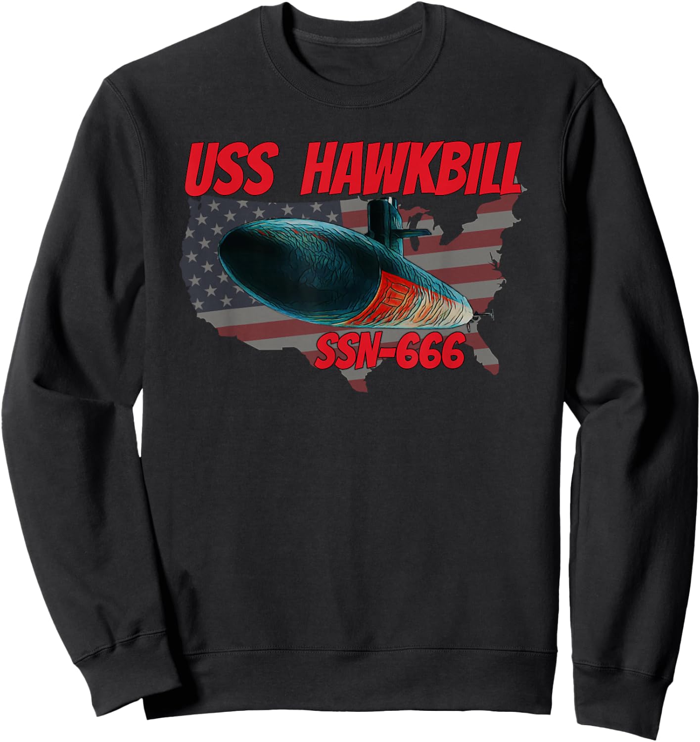 USS Hawkbill SSN-666 Submarine Veterans Day Father Grandpa Sweatshirt - Sweatshirt | Black