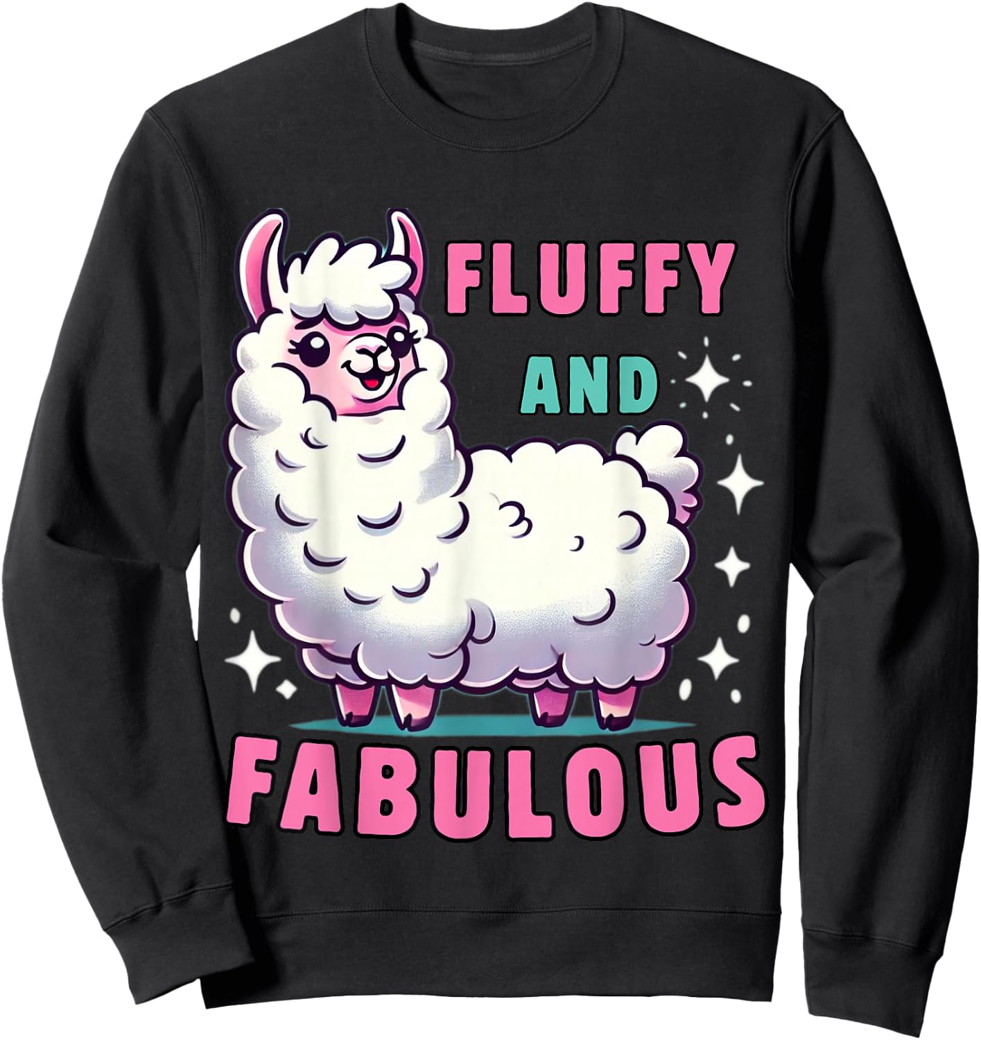 Fluffy and Fabulous Cute Llama for Animal Lovers Sweatshirt - Sweatshirt | Black