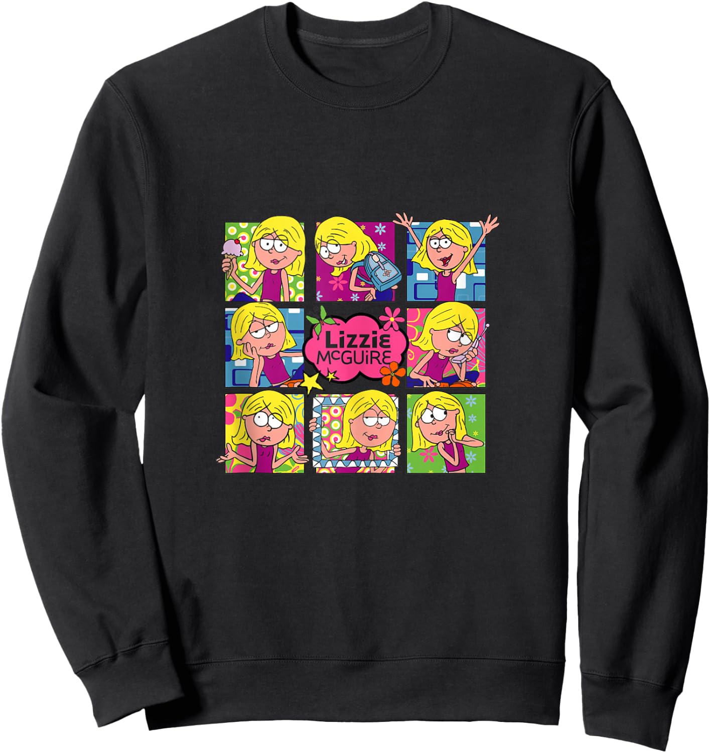 Disney Lizzy McGuire Multi Lizzie's Moods Big Chest Panels Sweatshirt - Sweatshirt | Black