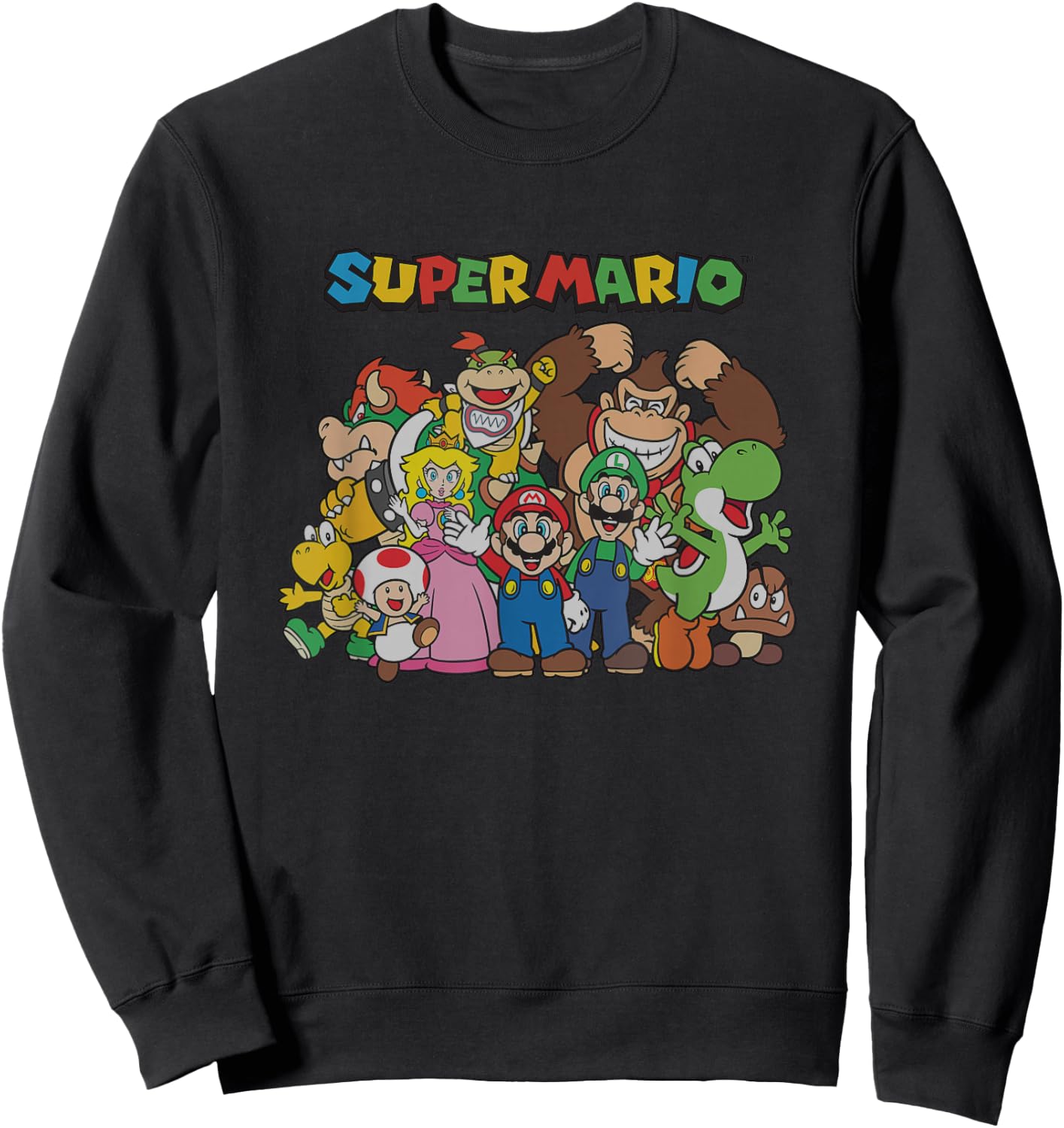 Super Mario Classic Character Line Up Group Shot Sweatshirt - Sweatshirt | Black