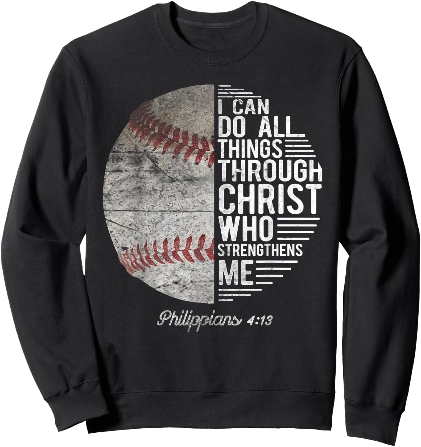 Christian Baseball Men Boys Kids Philippians Religious Gifts Sweatshirt - Sweatshirt | Black
