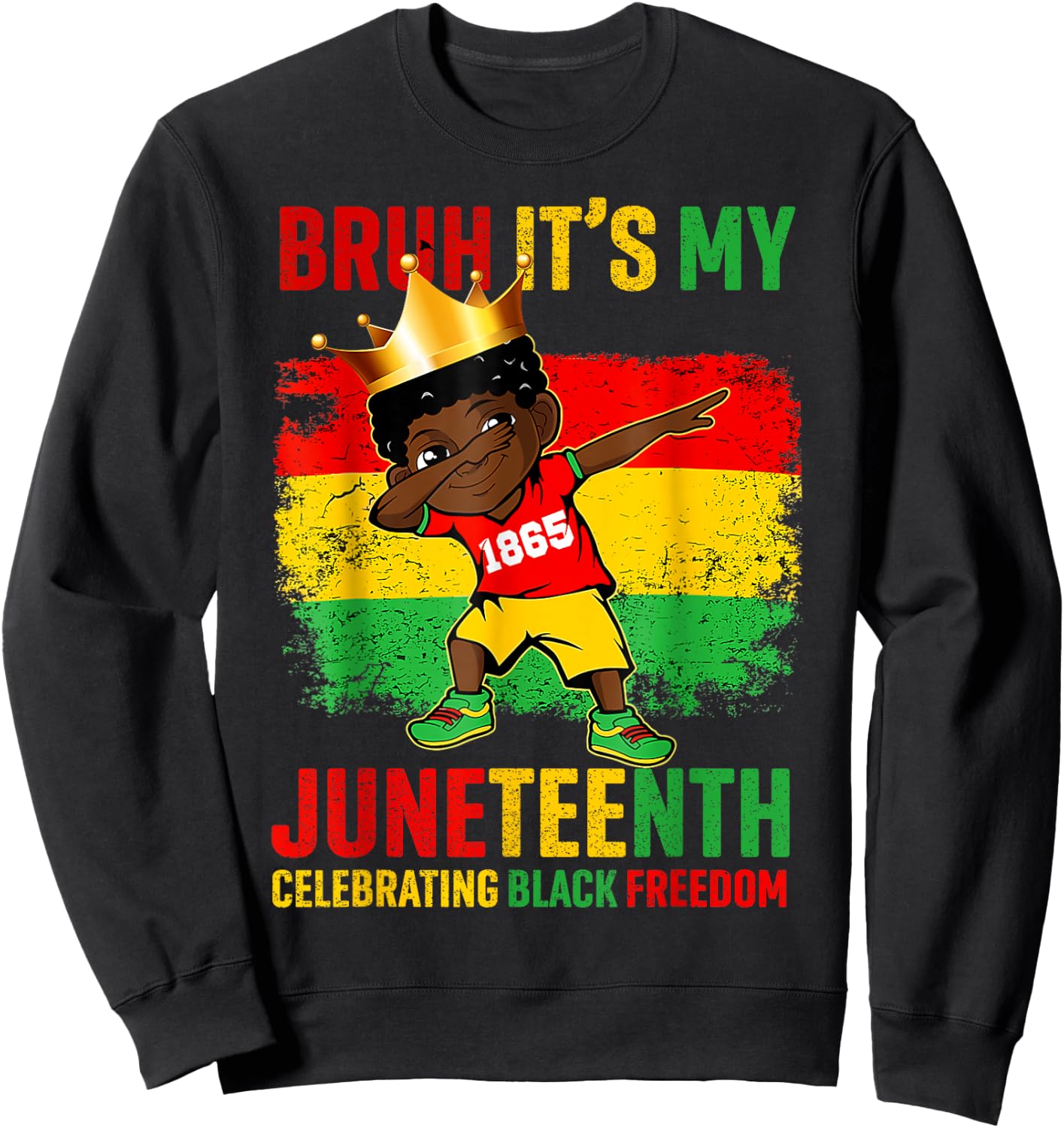 Bruh It's My Juneteenth Celebrating Black Freedom Kids Retro Sweatshirt - Sweatshirt | Black