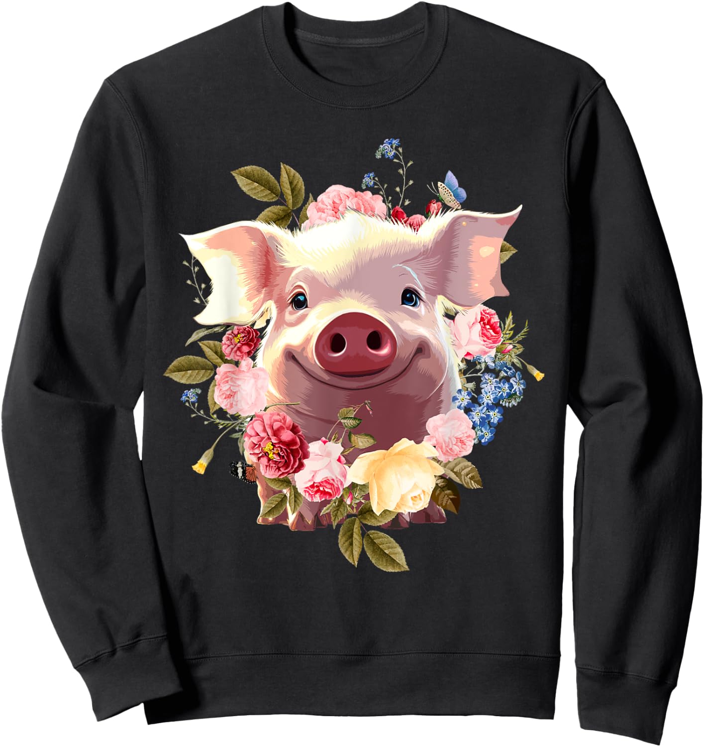 Cute Pig Lover Art Girls Unique Piggy Pig Related Sweatshirt - Sweatshirt | Black