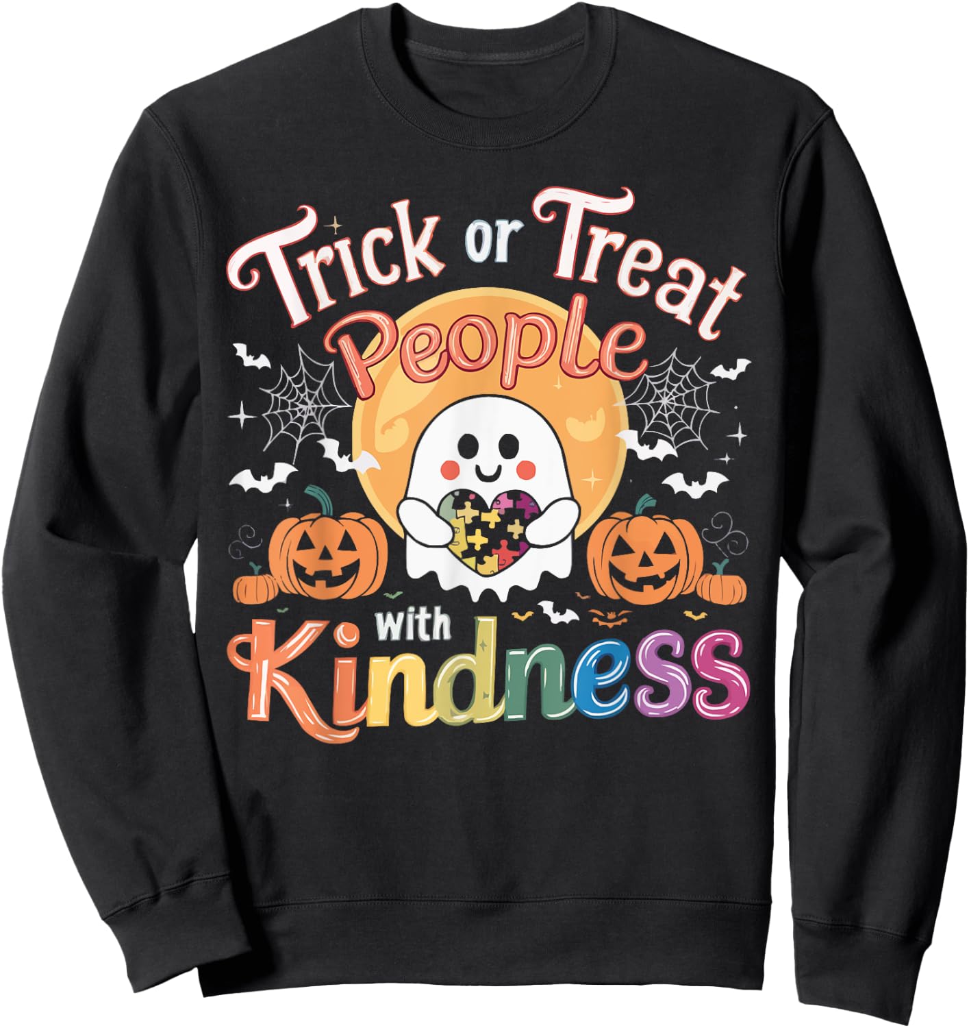 Support Autism Halloween Spooky Autistic Trick Or Treat Sweatshirt - Sweatshirt | Black