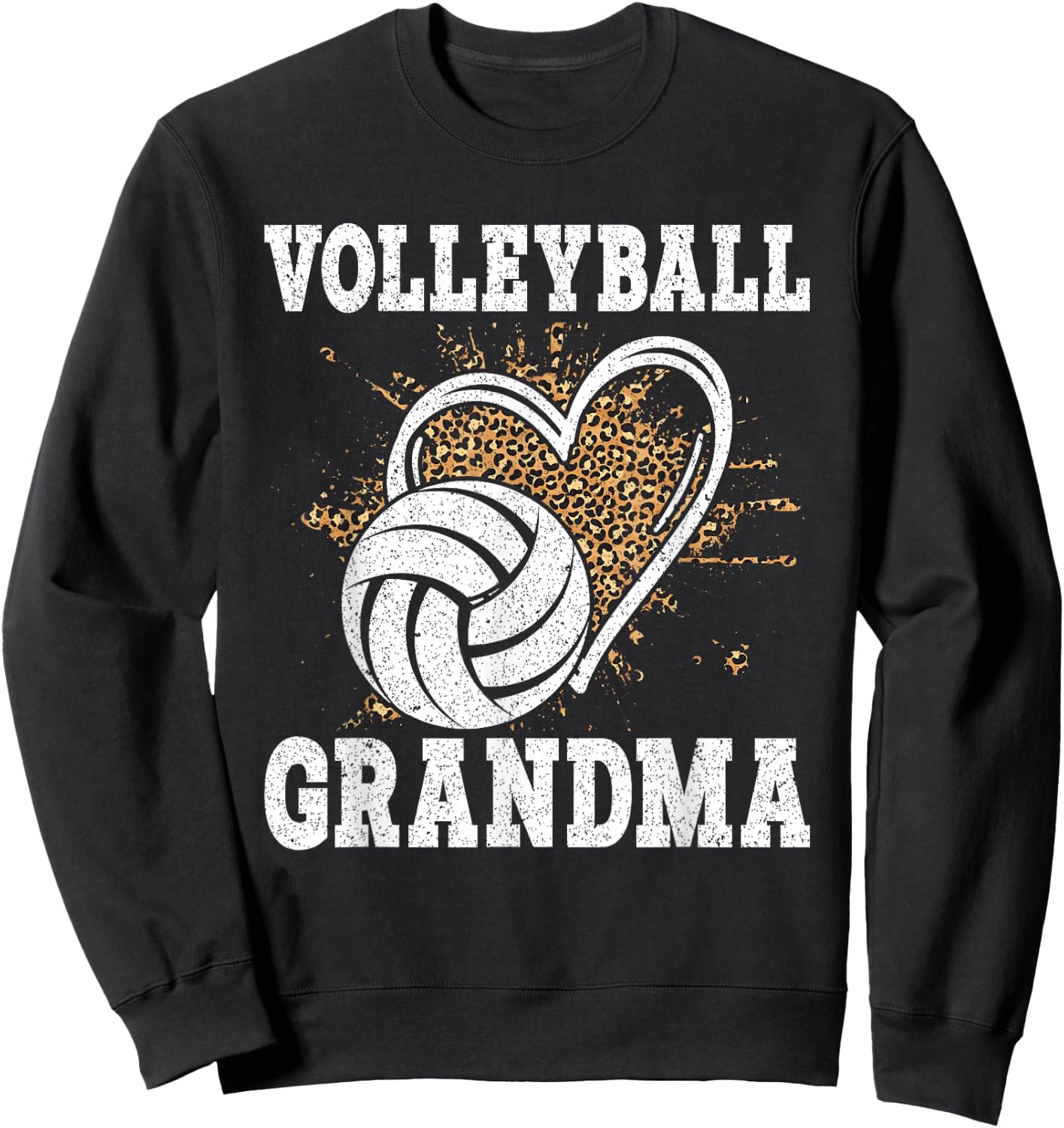 Volleyball Grandma Leopard shirt Funny Volleyball Grandma Sweatshirt - Sweatshirt | Black