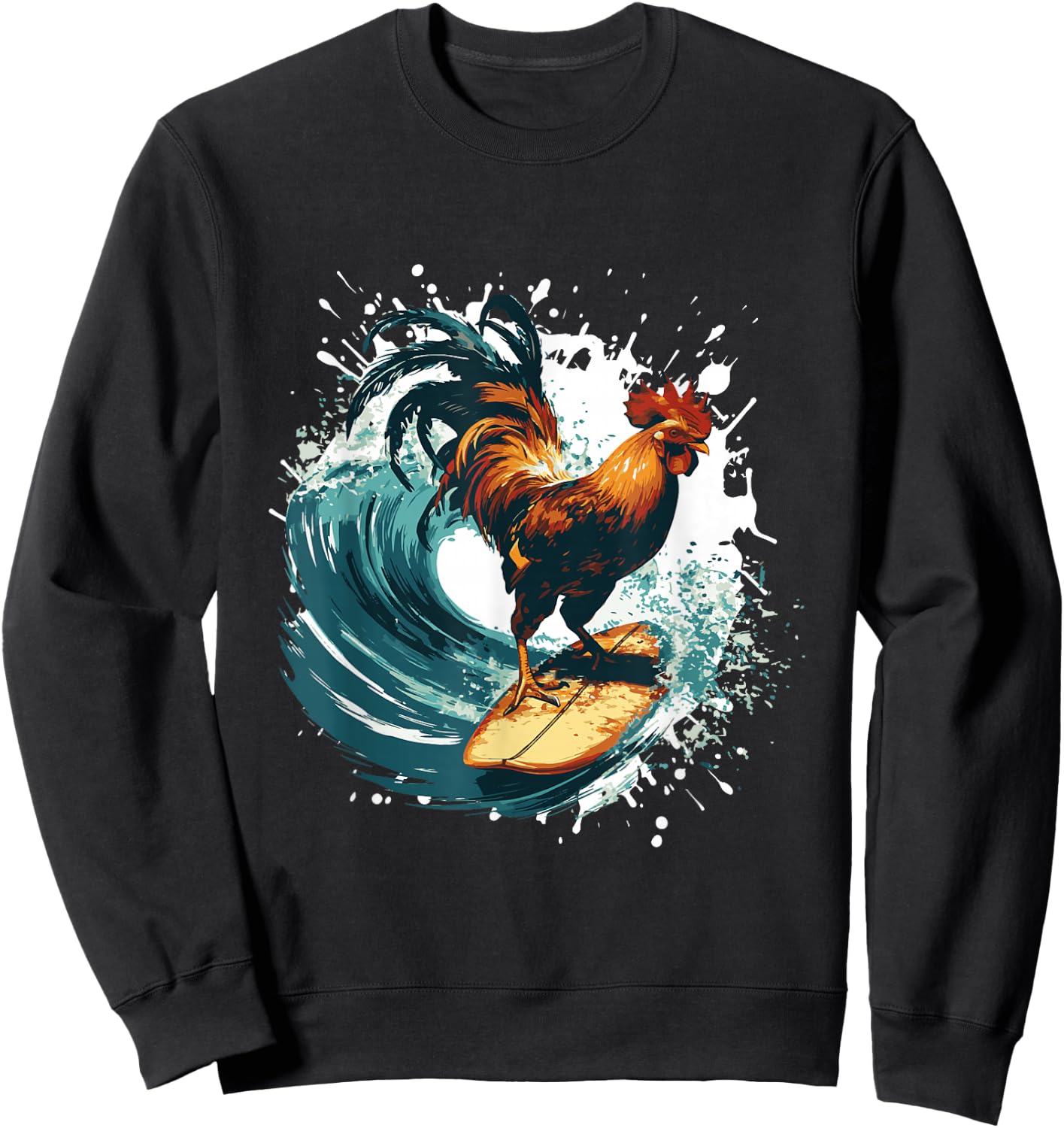Rooster Surfing | Animal Sport Surfer Sweatshirt - Sweatshirt | Black