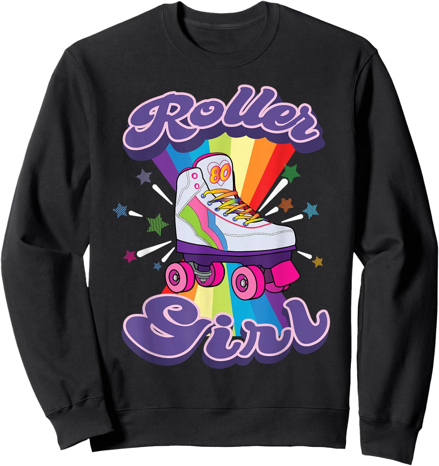 Roller Girl Funny Retro 70's Rolling Skates Gift Women Kids Sweatshirt - Sweatshirt | Black