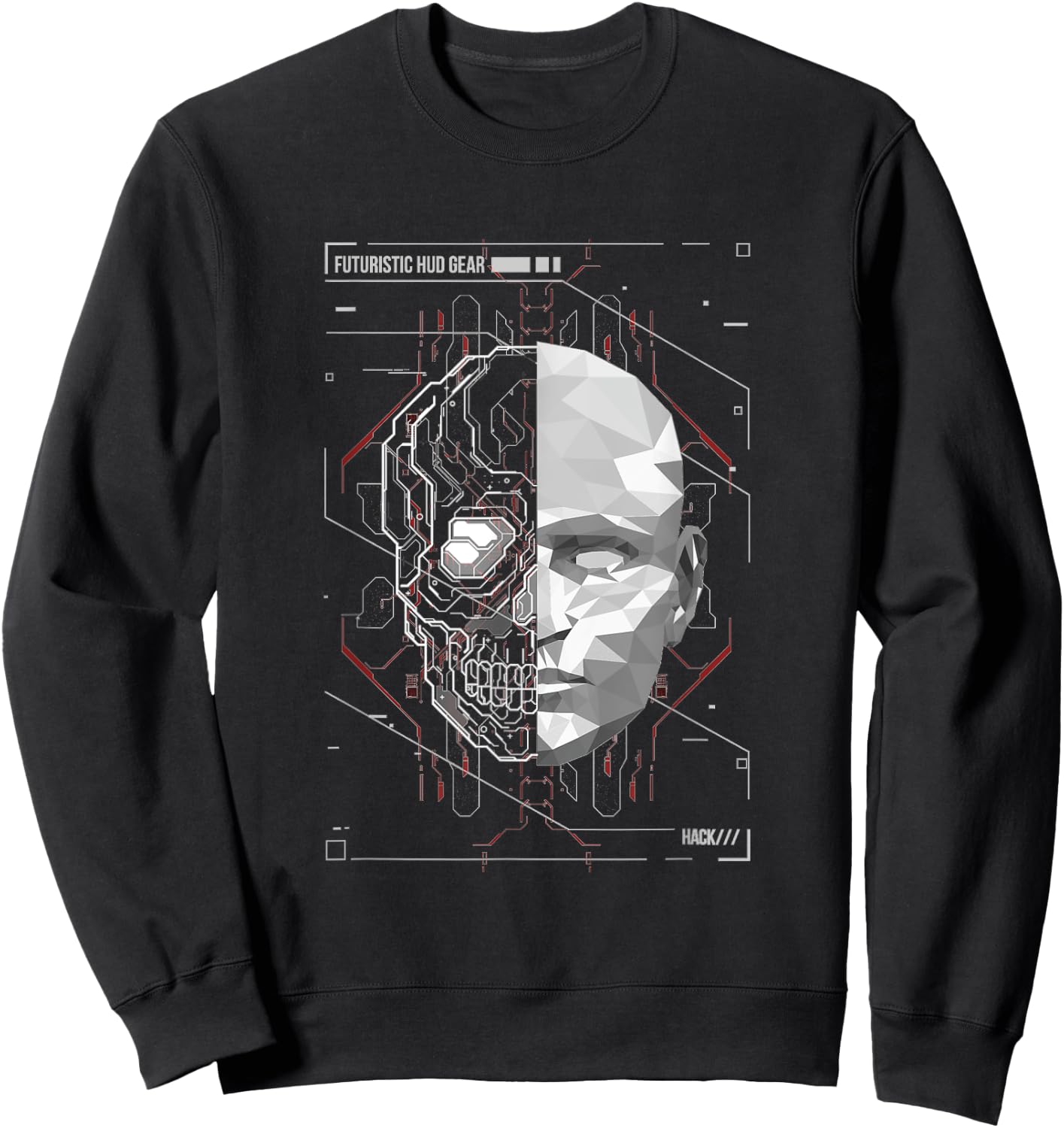 Cyberpunk HUD Gear - human anatomy of hologram Sweatshirt - Sweatshirt | Black