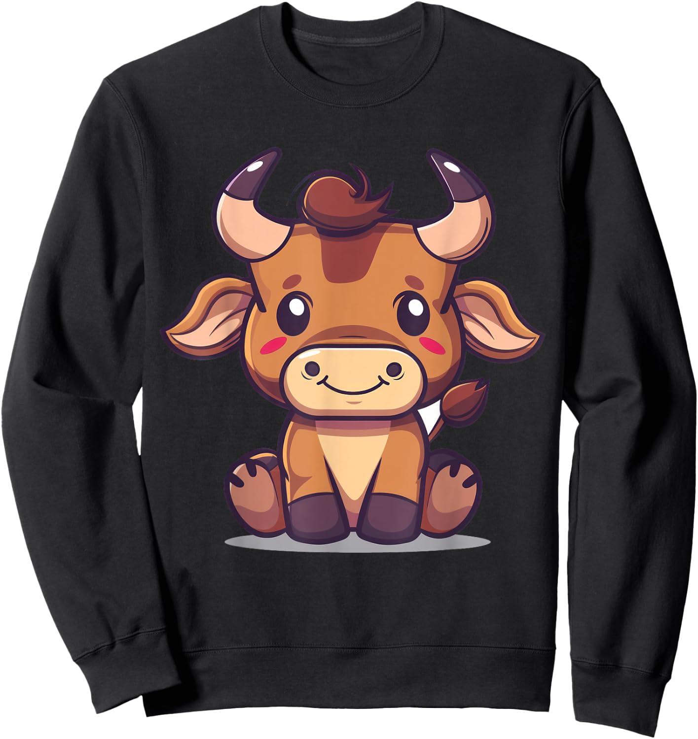 Bull Cartoon Artwork | Sweet bull Sweatshirt - Sweatshirt | Black