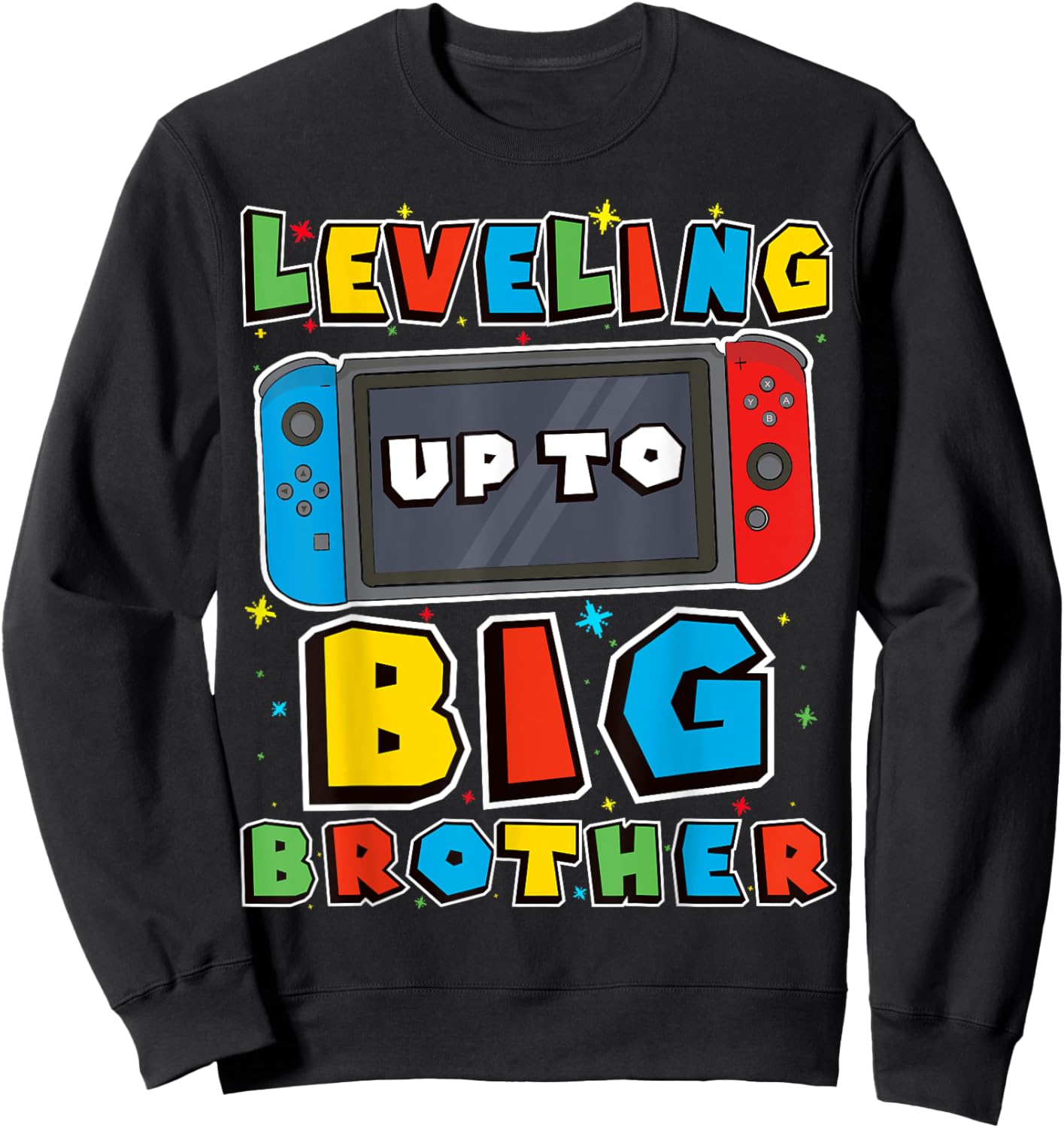 Leveling Up To Big Brother for Gamer Boys Kids Men girl team Sweatshirt - Sweatshirt | Black