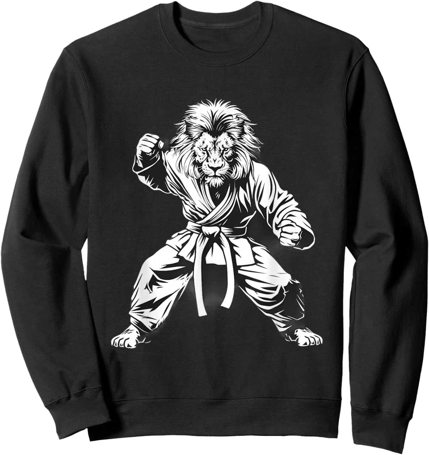 MMA Lion Drawing Kickboxing Taekwondo Lion Martial Arts Sweatshirt - Sweatshirt | Black