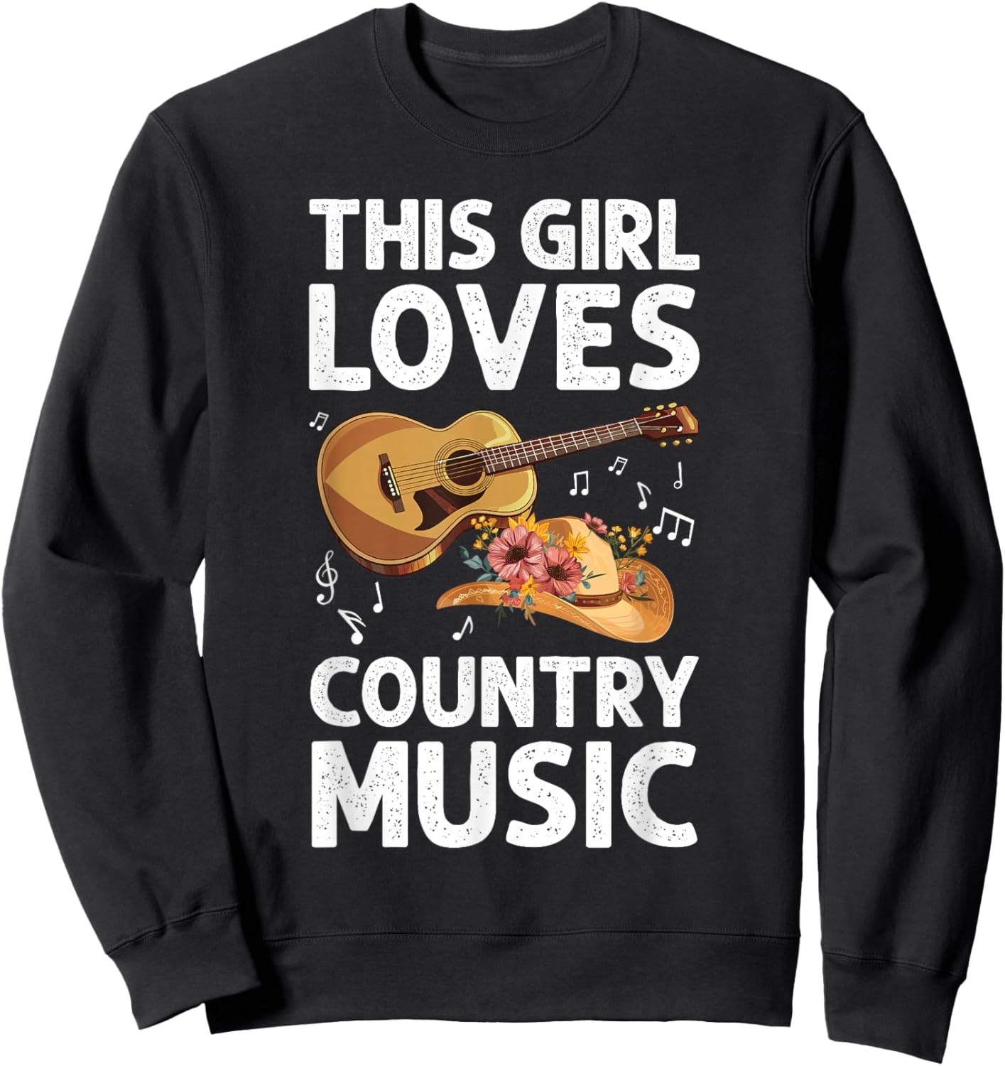 Best Country Music Art for Girl Women Musician Country Music Sweatshirt - Sweatshirt | Black