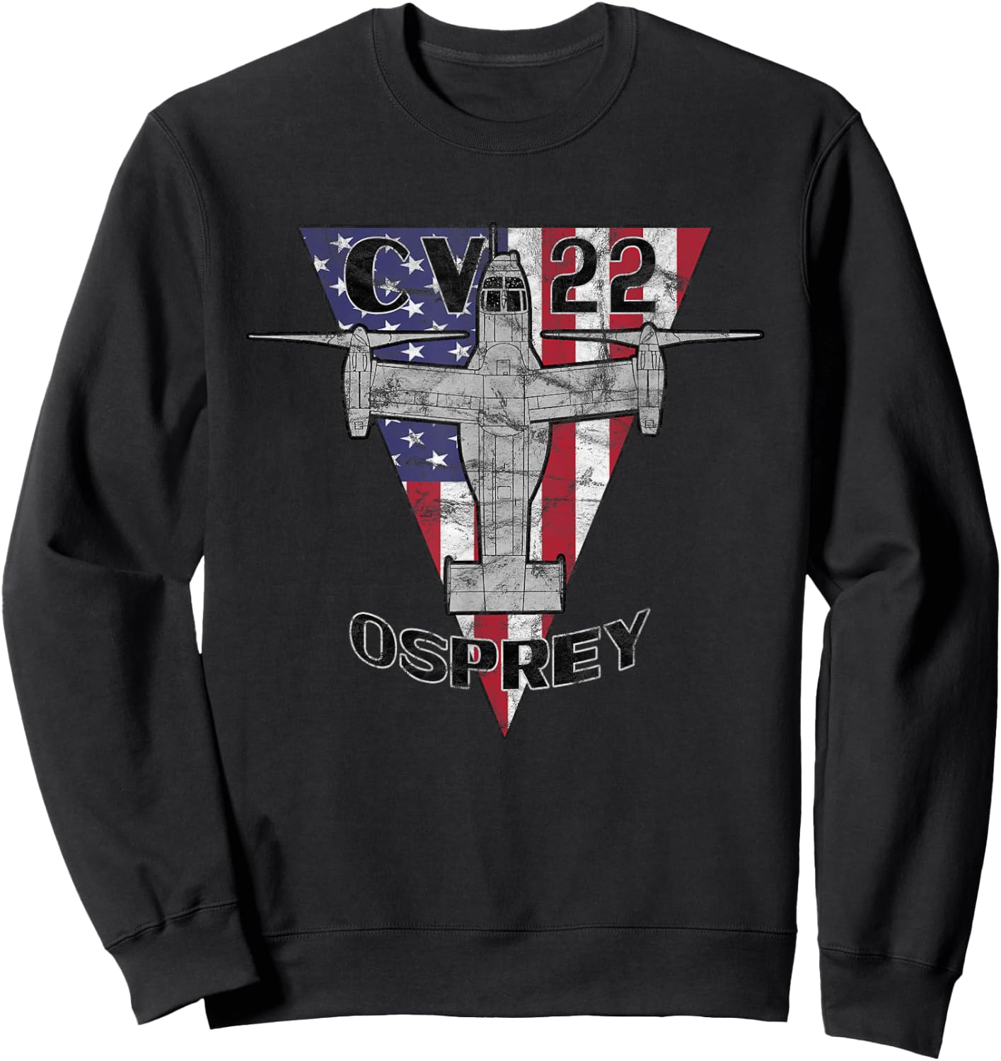 CV-22 Osprey Tilt-Rotor Military Airplane Patriotic Vintage Sweatshirt - Sweatshirt | Black