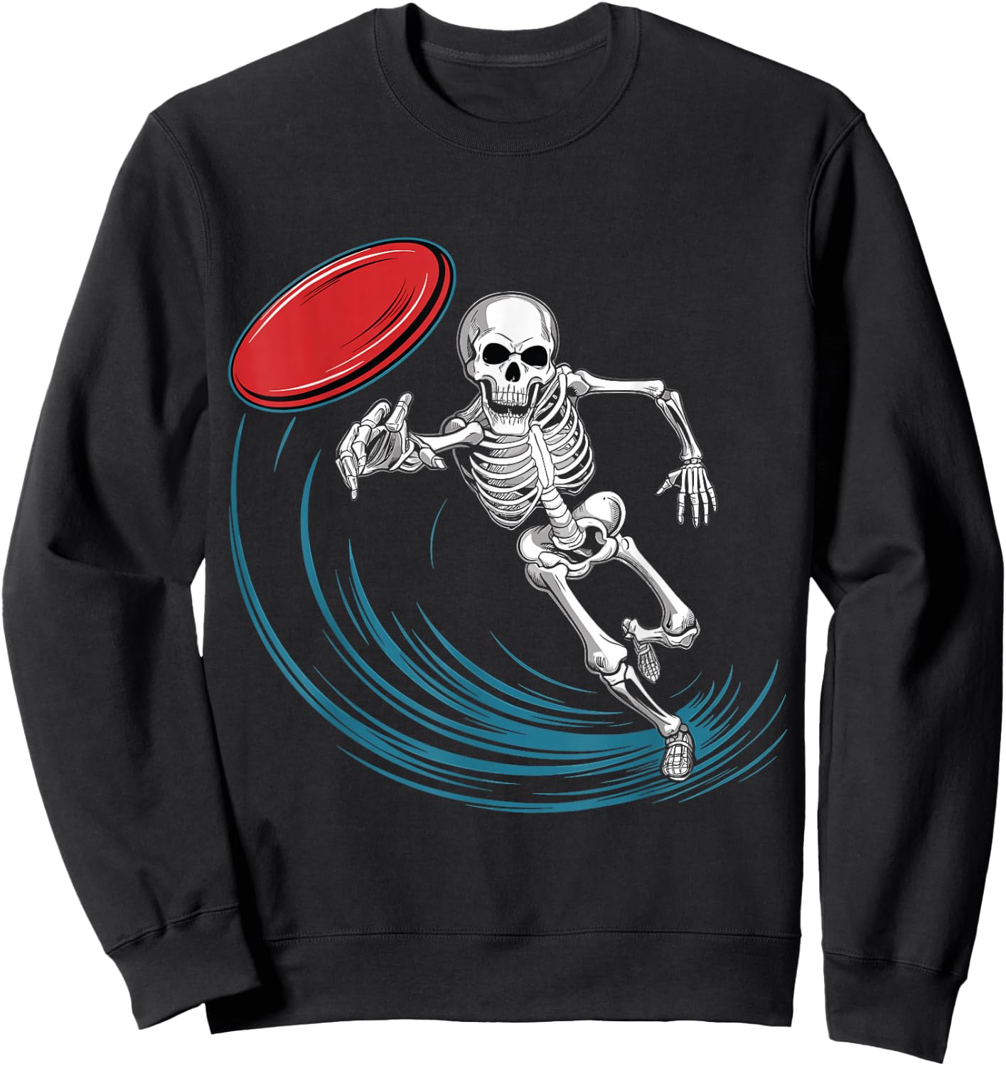 Disc Golfing Skeleton Halloween Men Boys Disc Golf Halloween Sweatshirt - Sweatshirt | Black
