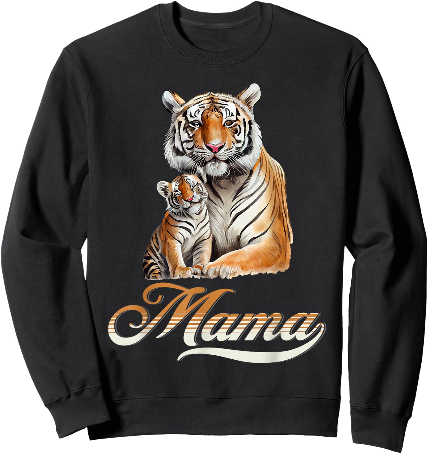 Tiger Mom & Baby Mother's Day Tiger Animal Lover Sweatshirt - Sweatshirt | Black