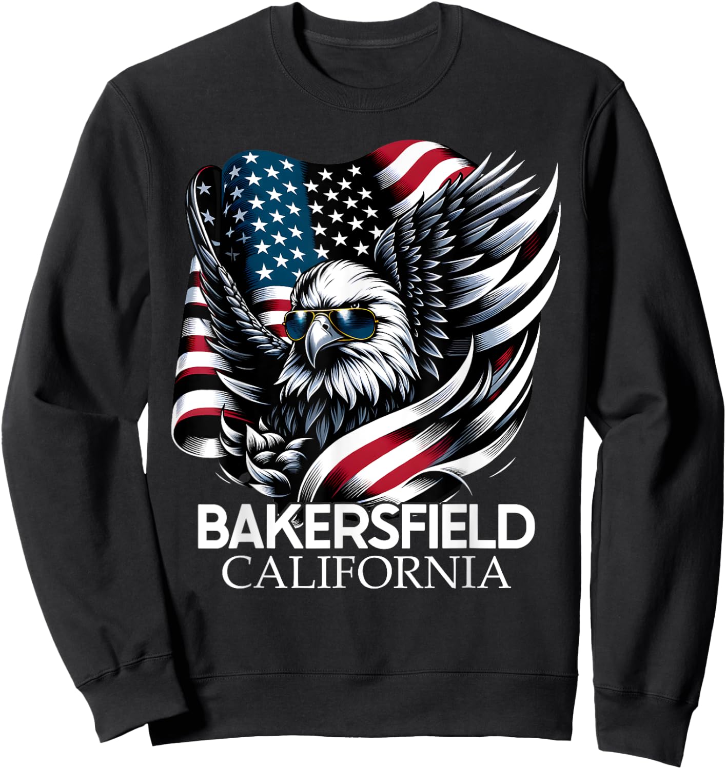 Bakersfield California 4th Of July USA American Flag Kids Men Sweatshirt - Sweatshirt | Black