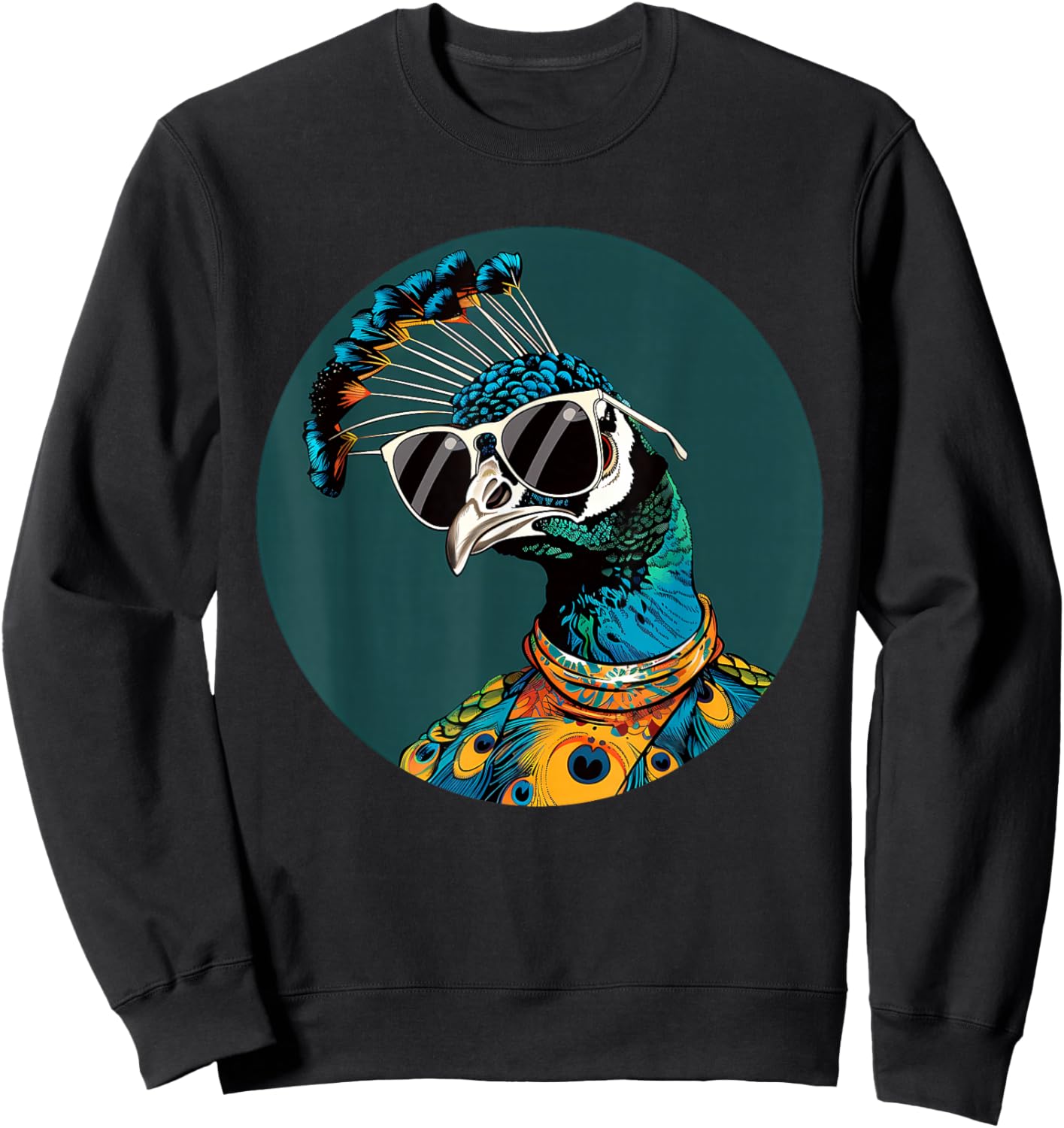 Feather Peacock Lover Artwork Animal Art Blue Peacock Bird Sweatshirt - Sweatshirt | Black