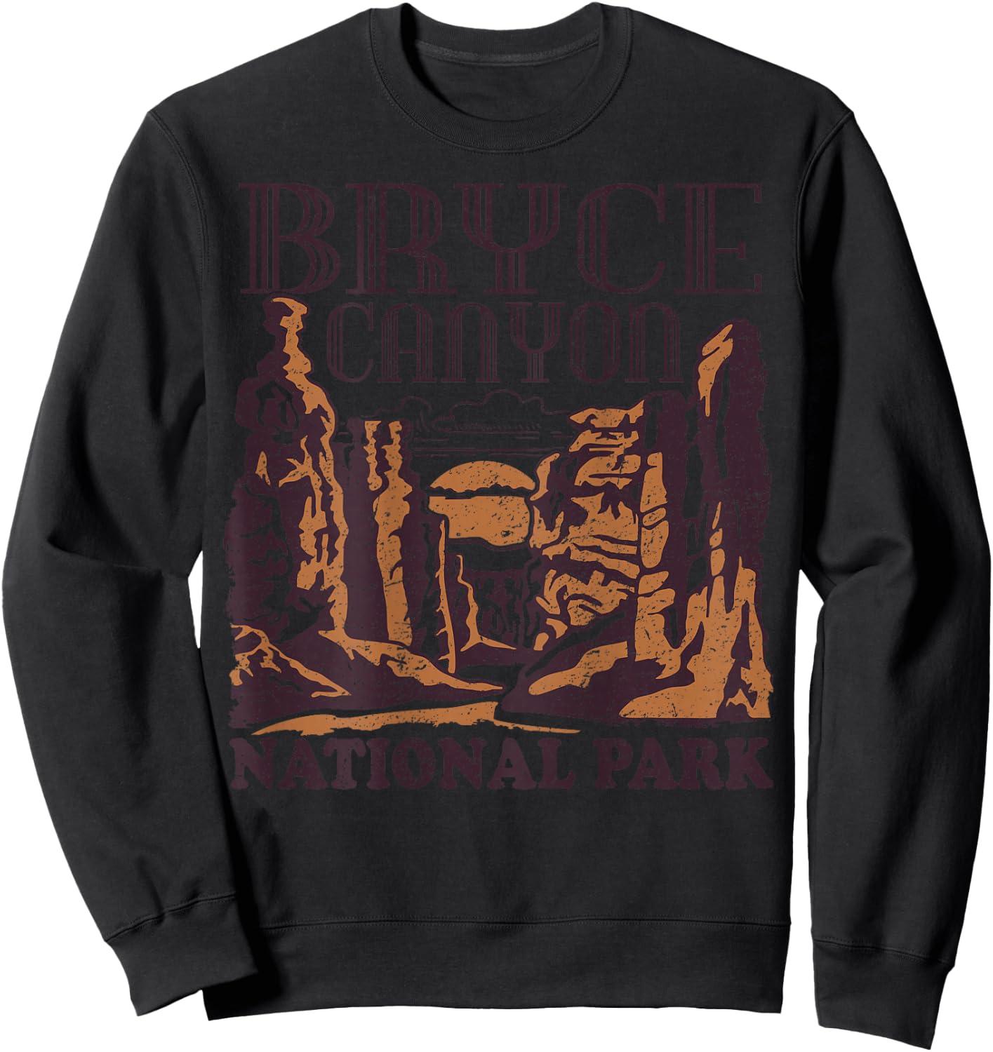 Bryce Canyon National Park (Design on Back) Vintage Style Sweatshirt - Sweatshirt | Black