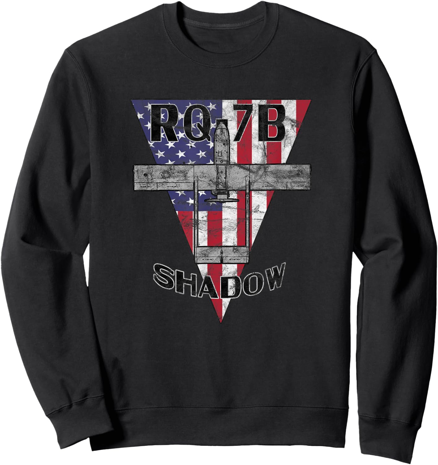 RQ-7B Shadow UAV Drone RPV Pilot Patriotic Vintage Sweatshirt - Sweatshirt | Black