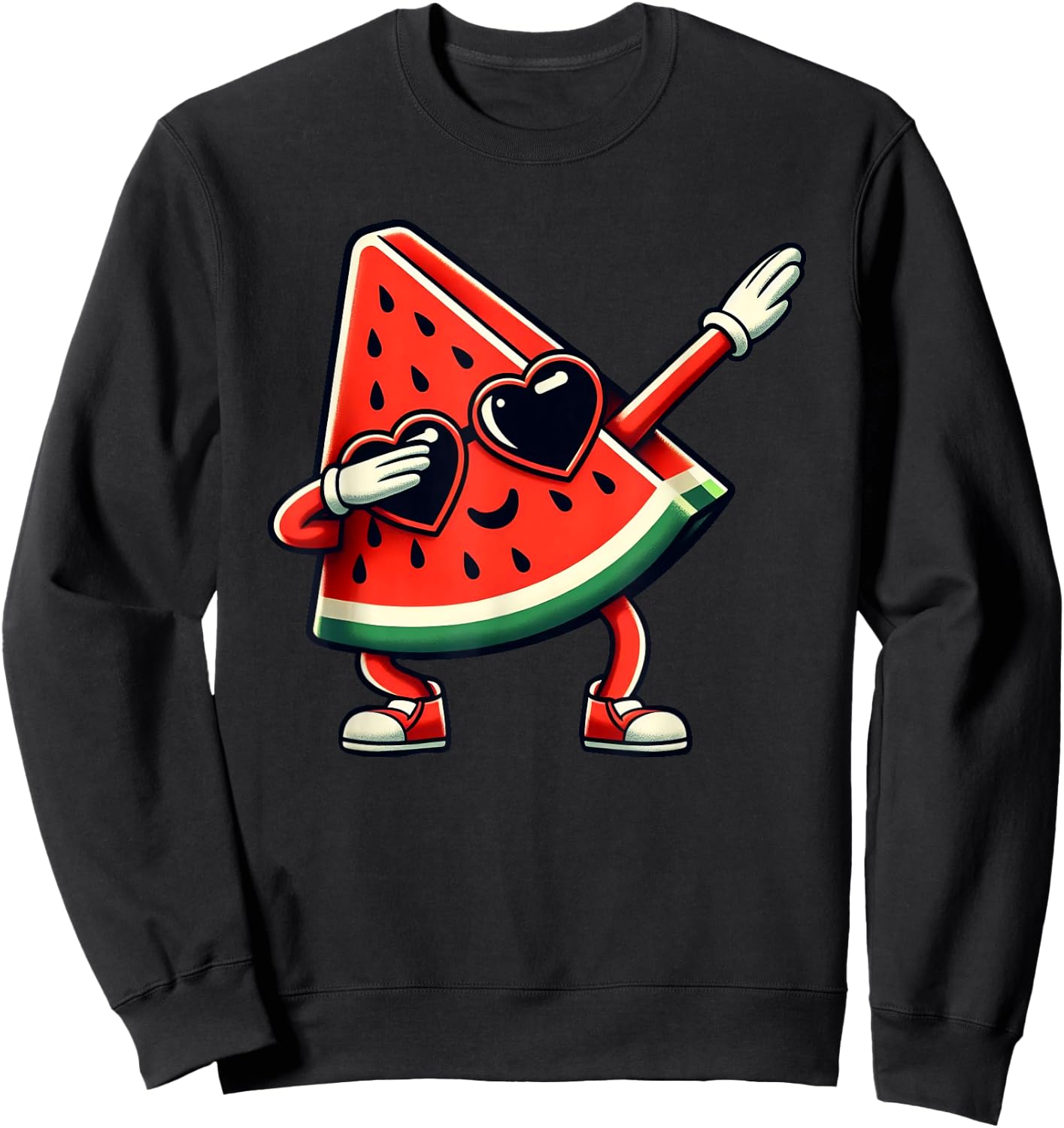 Dabbing Watermelon Kawaii Dab Summer Fruit Melon Lover Sweatshirt - Sweatshirt | Black