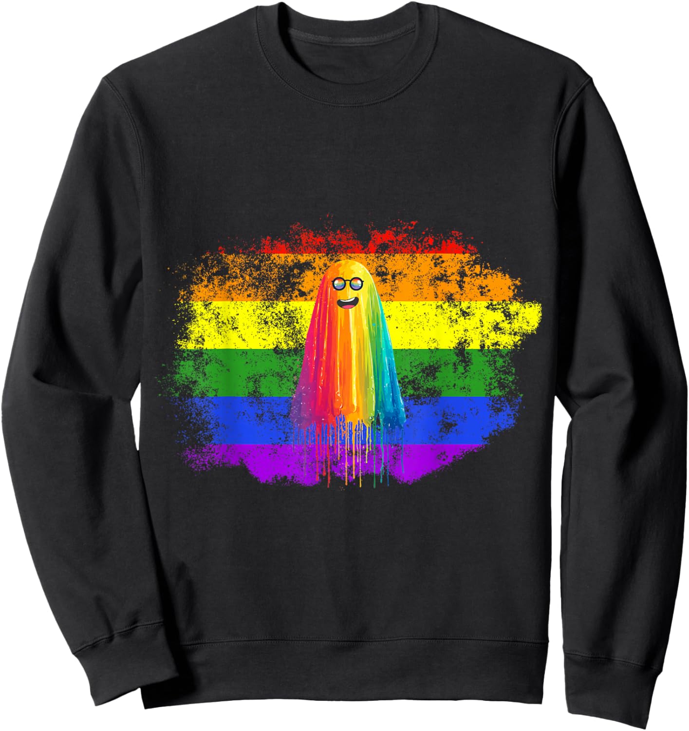 Rainbow Ghost LGBTQ Pride Cute Halloween Colorful Spooky Fun Sweatshirt - Sweatshirt | Black