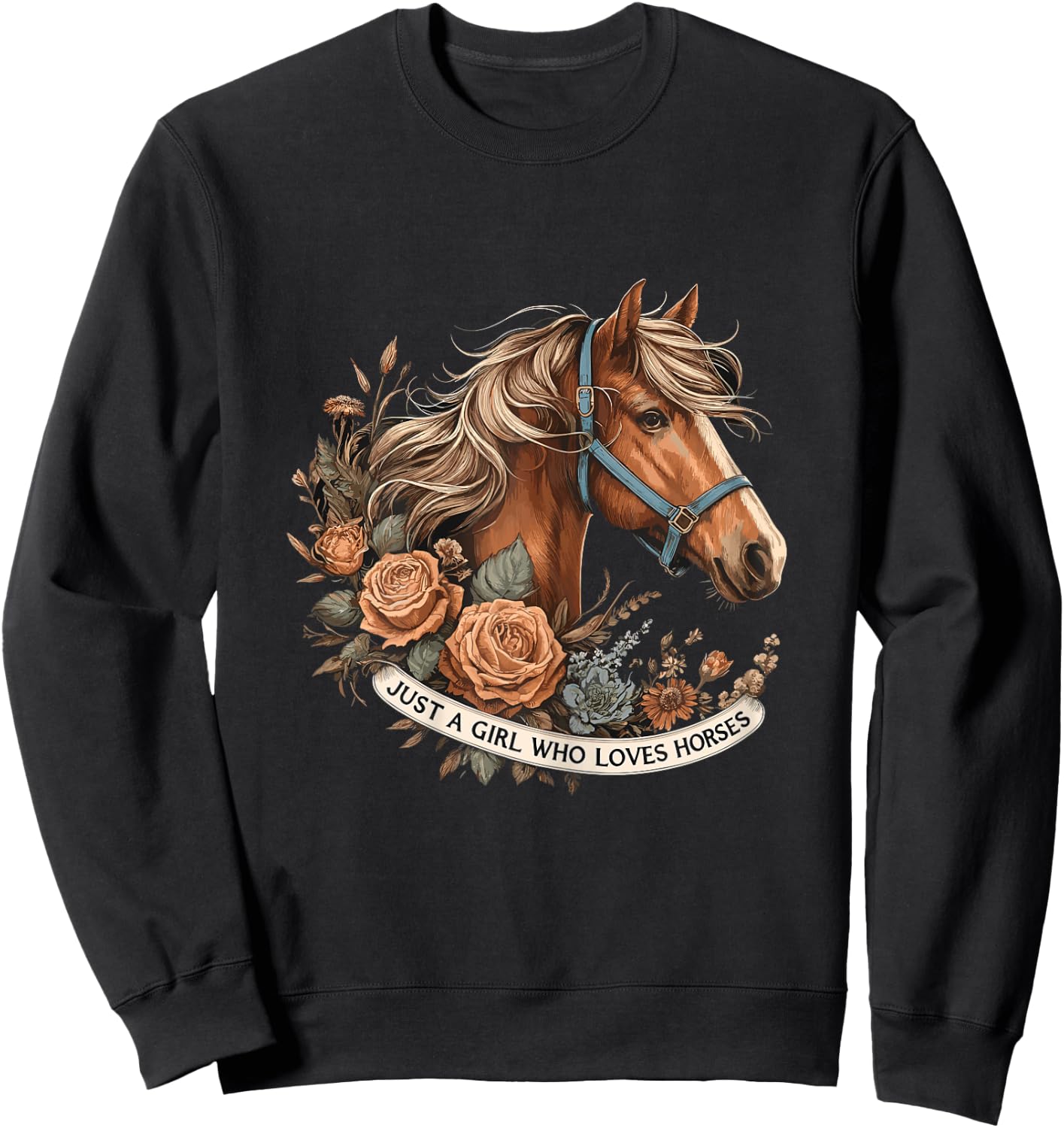 Just a Girl who loves Horses Riding Horseback Sweatshirt - Sweatshirt | Black