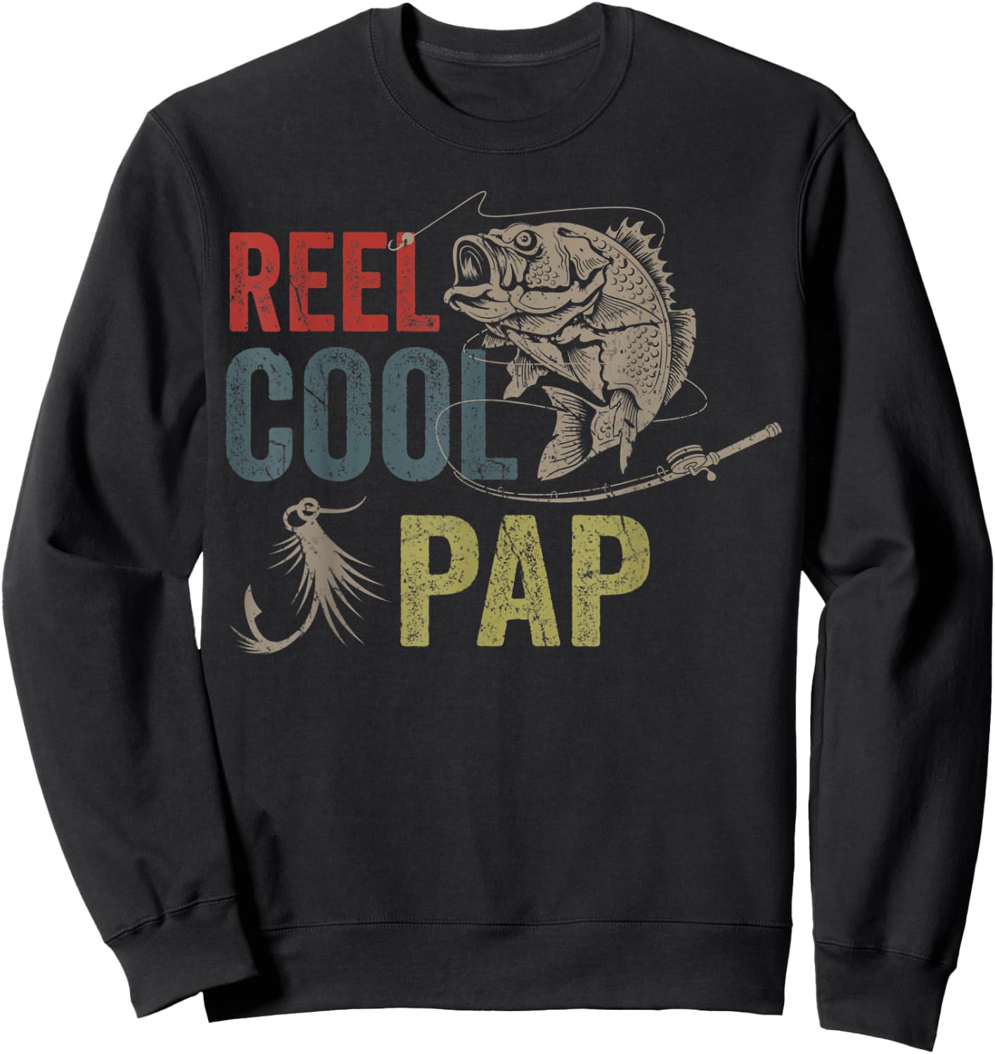Reel Cool Pap Fishing Father's Day Gift Sweatshirt - Sweatshirt | Black