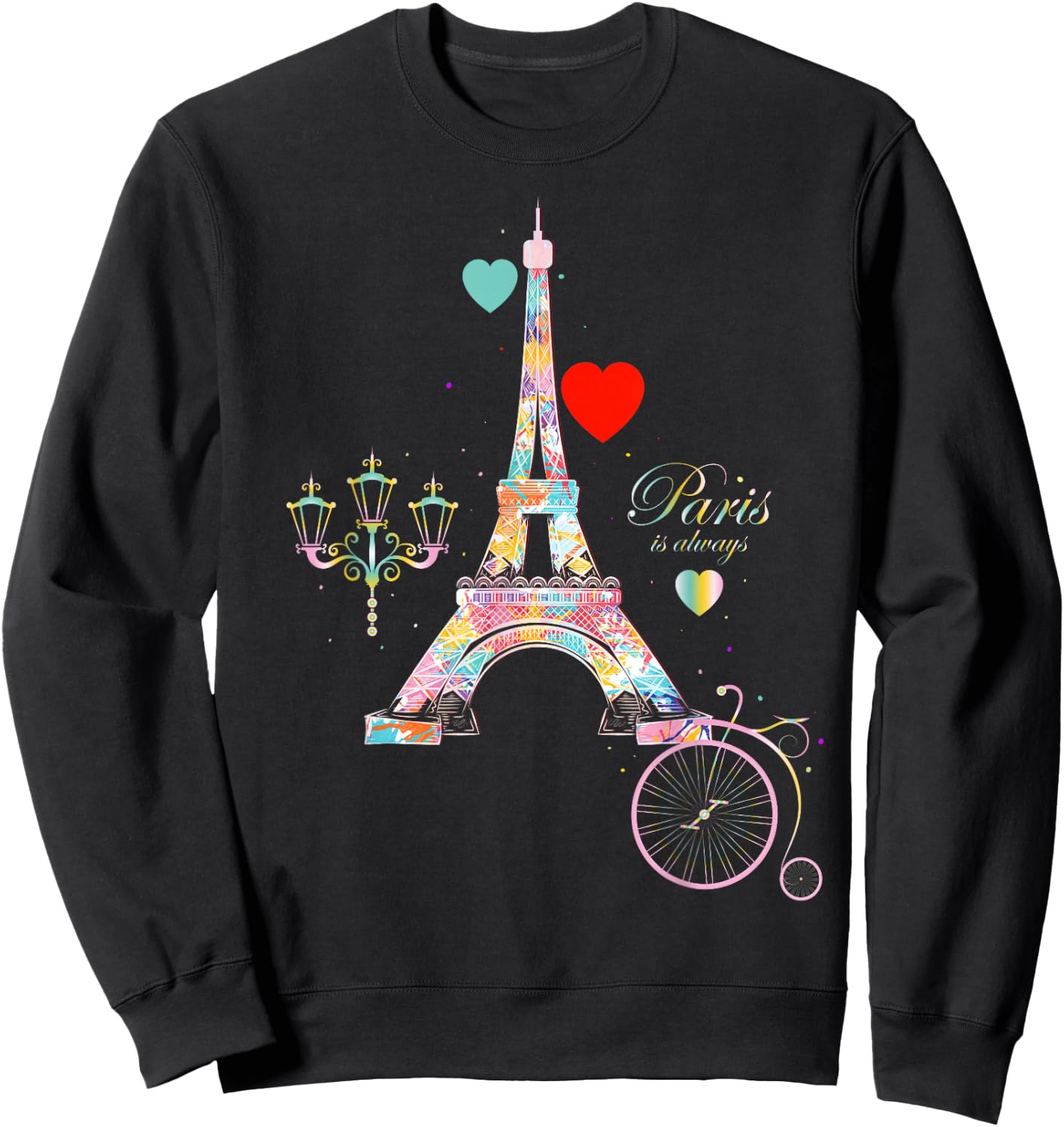 Paris in Our Hearts Eiffel Tower France Love Sign Sweatshirt - Sweatshirt | Black