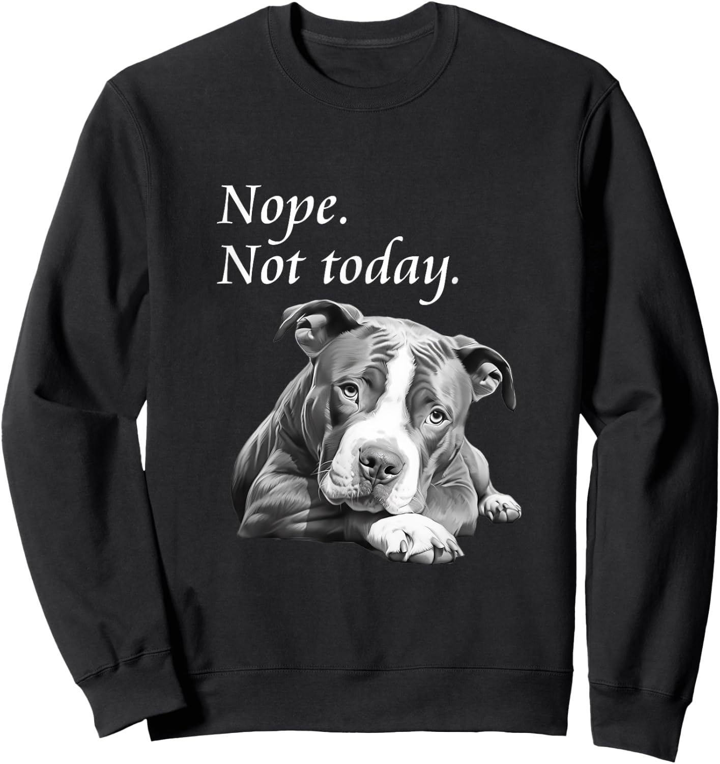 Adorable Pit Bull Dog Not Today - Lazy Dog Women Kids Sweatshirt - Sweatshirt | Black