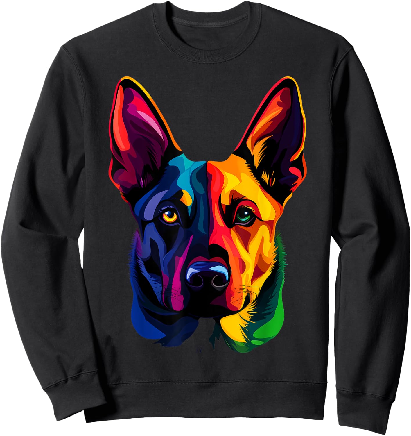 Colorful Belgian Malinois Face Cute Shepherd Dog Lover Black Sweatshirt - Sweatshirt | Black