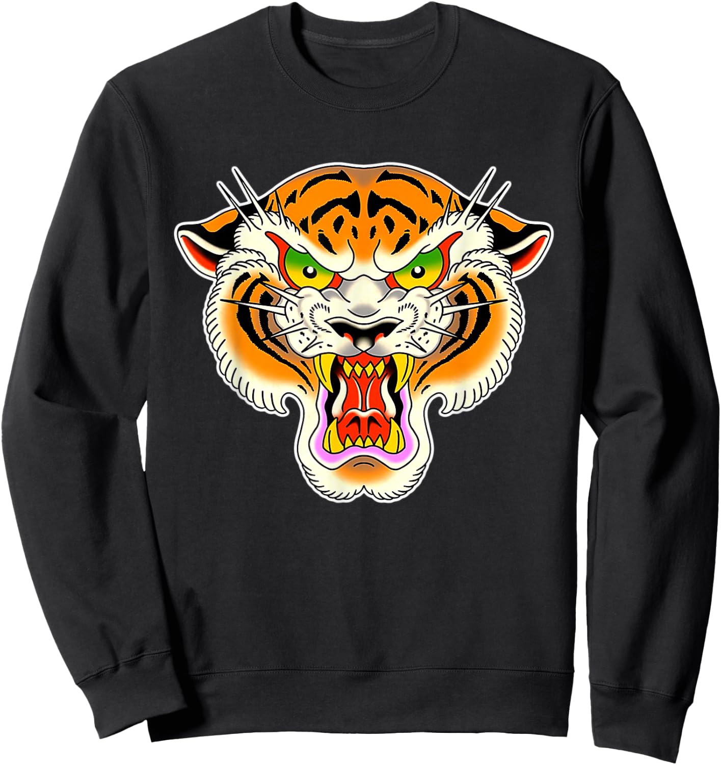 Tiger Head Traditional Tattoo Flash Sweatshirt - Sweatshirt | Black