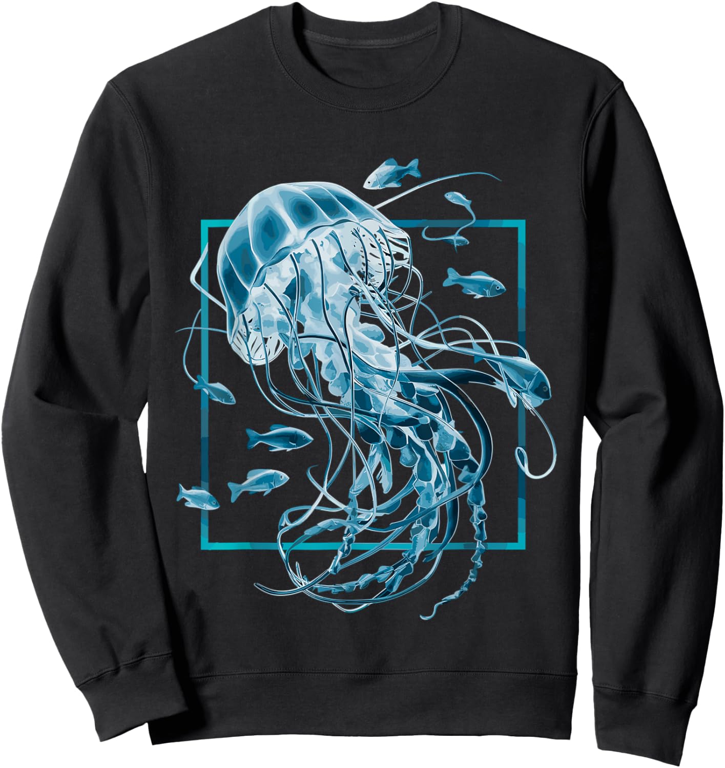Jellyfish and Fishes in Sea Sweatshirt - Sweatshirt | Black