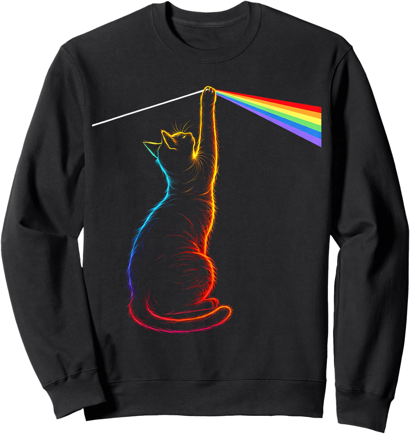 Cat Rock Music Trans Pride LGBT Transgender Cat Rainbow Gift Sweatshirt - Sweatshirt | Black