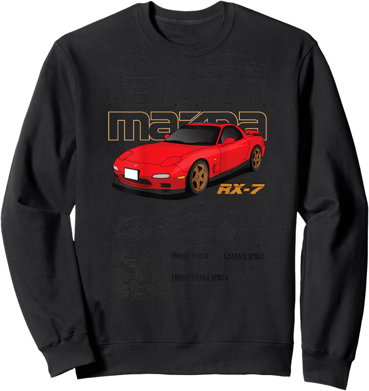 Mazda RX-7 Sketch board Sweatshirt - Sweatshirt | Black