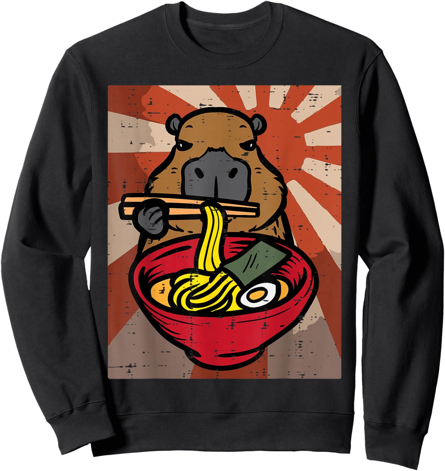 Capybara Ramen Kawaii Capy Japanese Food Men Women Kids Boys Sweatshirt - Sweatshirt | Black