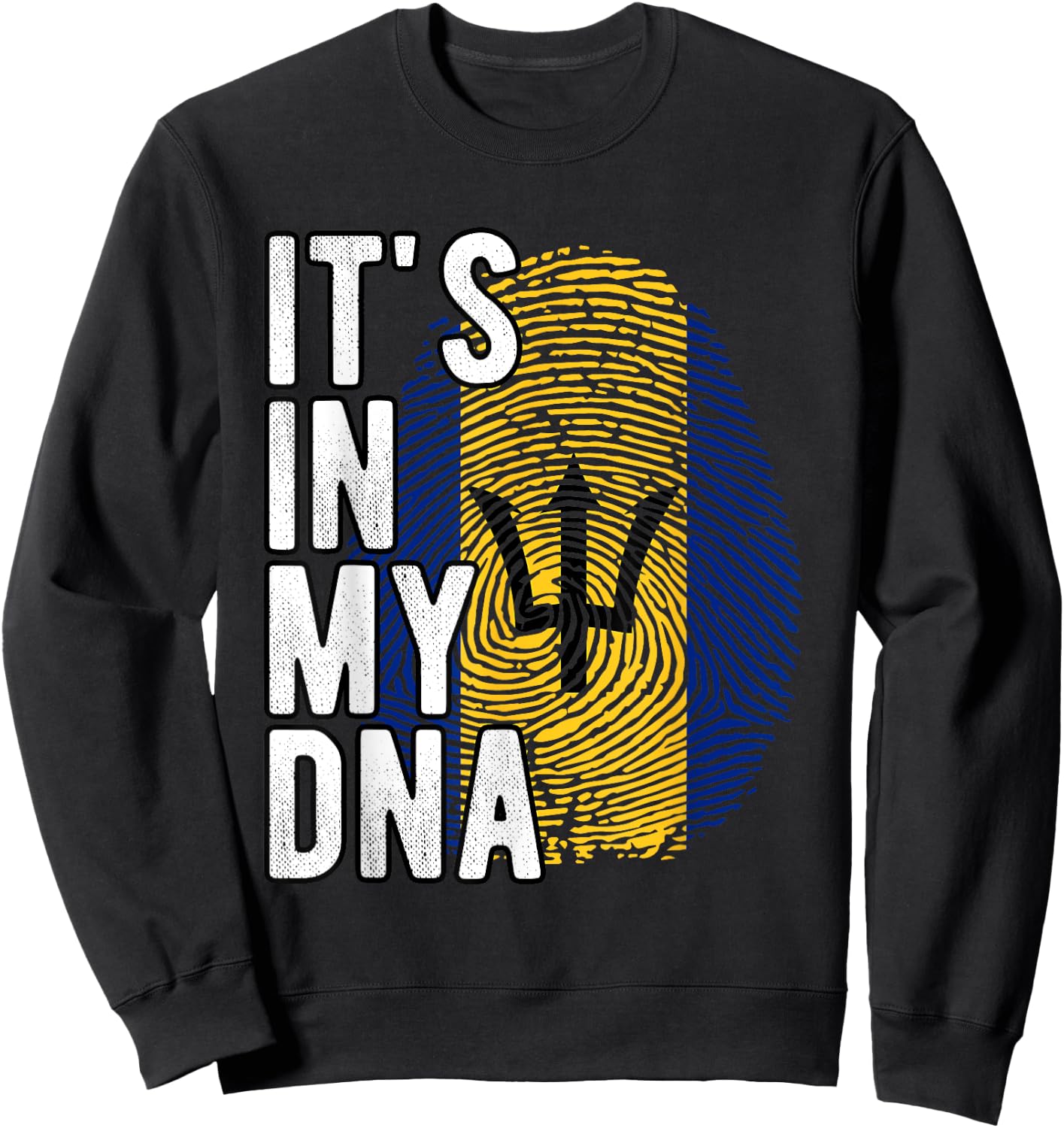 Funny it's in my DNA Barbados flag Fingerprint Sweatshirt - Sweatshirt | Black