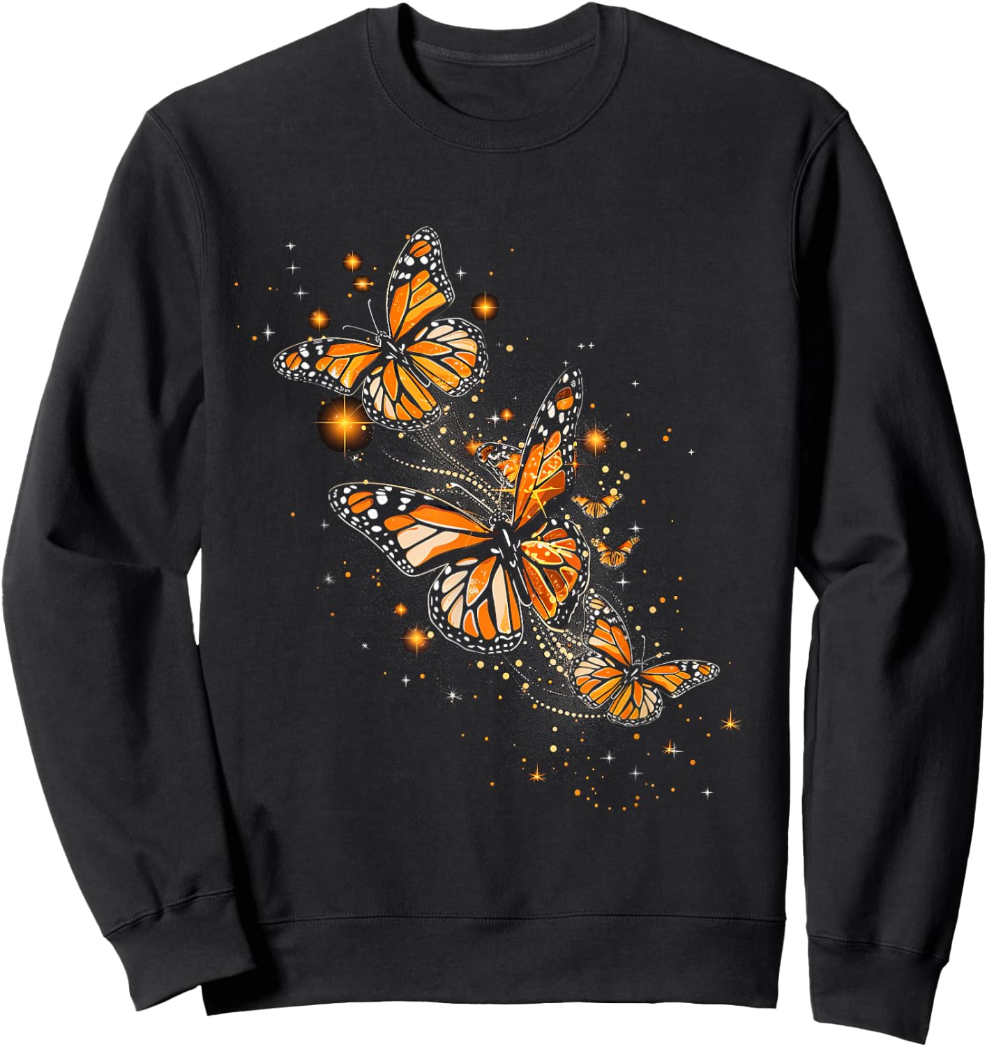 Butterfly Aesthetic Orange Monarch Butterflies Nature Sweatshirt - Sweatshirt | Black