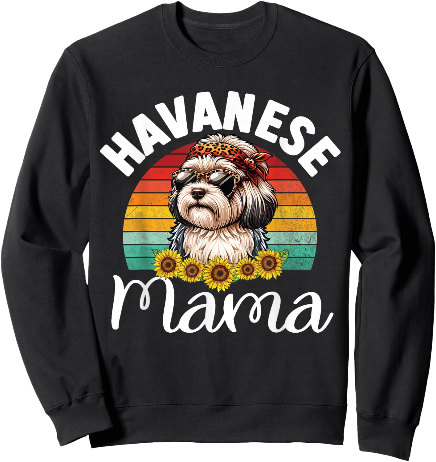 Vintage Floral Havanese Mama Retro Dog Lover Mother's Day Women Kids Sweatshirt - Sweatshirt | Black