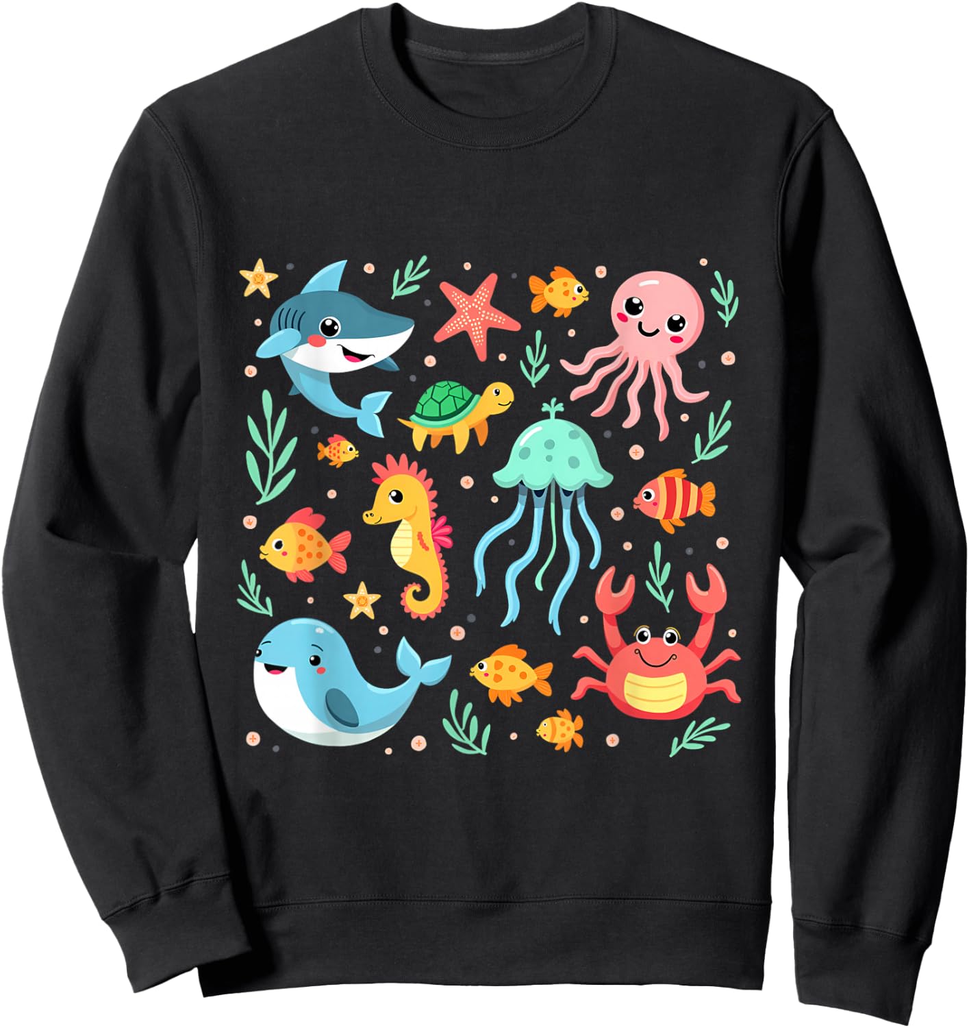 Cute Sea Animals Kids Children Ocean Creatures Clownfish Sweatshirt - Sweatshirt | Black
