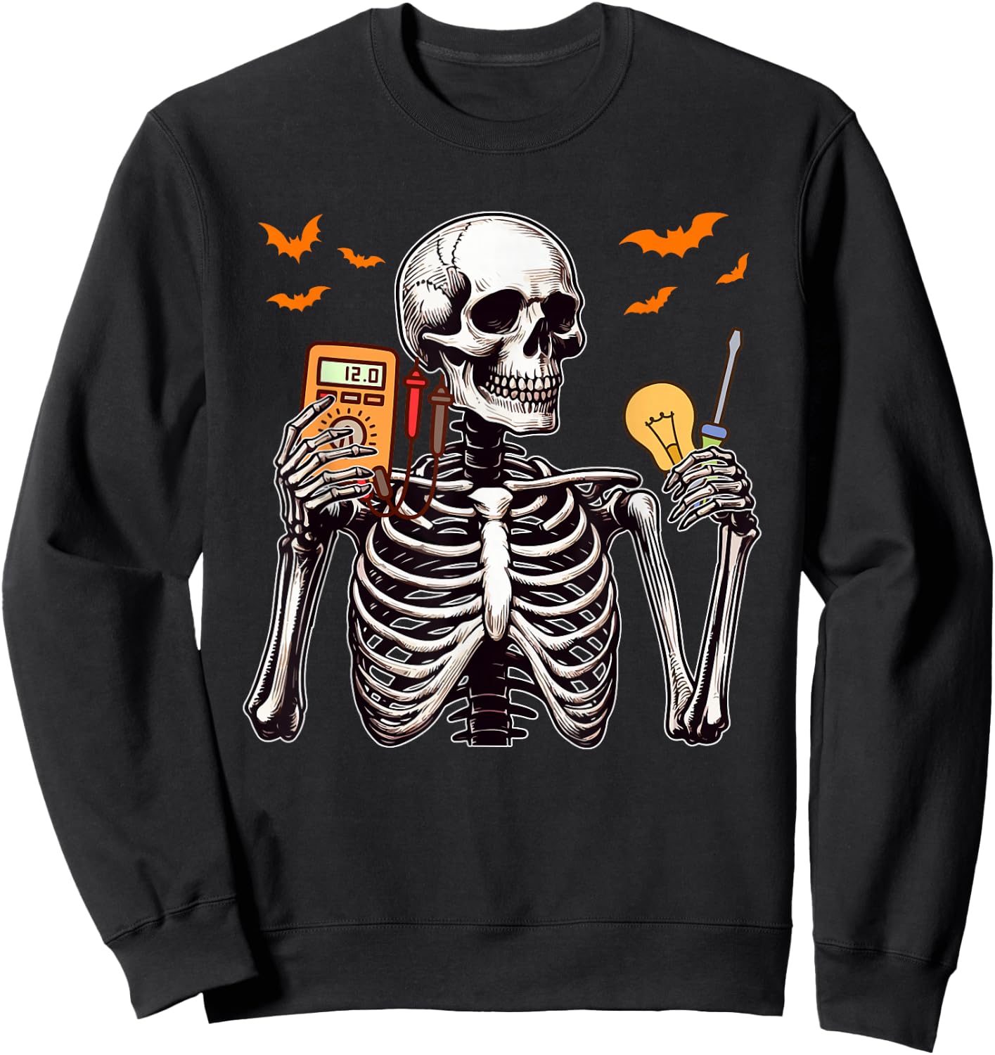 Electrician Job Horror Skeleton Halloween Team Costume Sweatshirt - Sweatshirt | Black