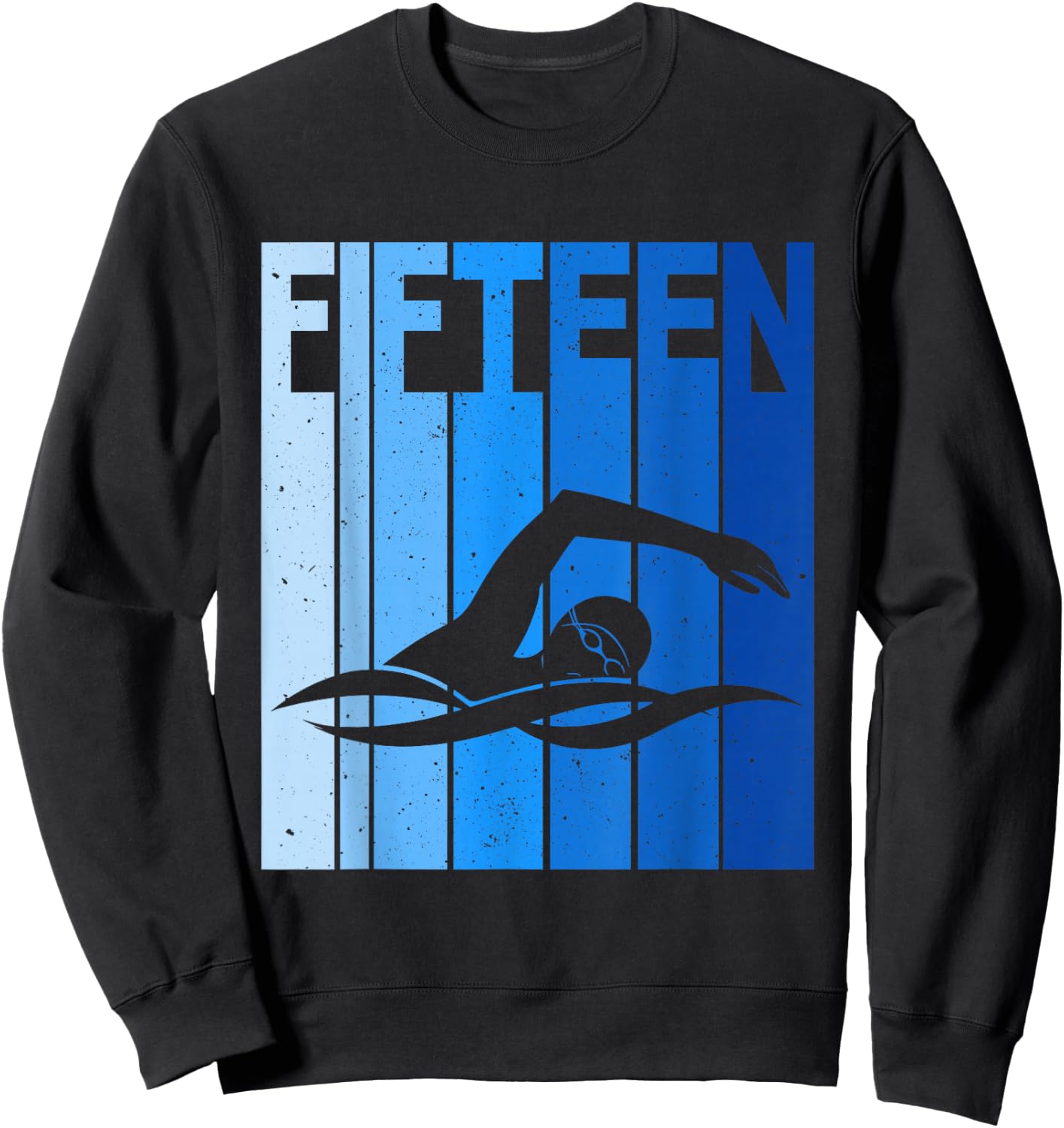 15th Birthday Swimming 15 Year Old Birthday Swimmer Sweatshirt - Sweatshirt | Black