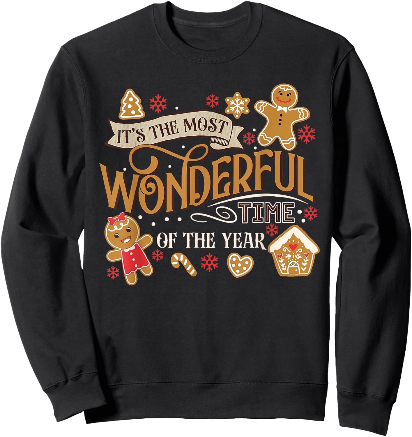 It's The Most Wonderful Time Of Year Christmas Gingerbread Sweatshirt - Sweatshirt | Black