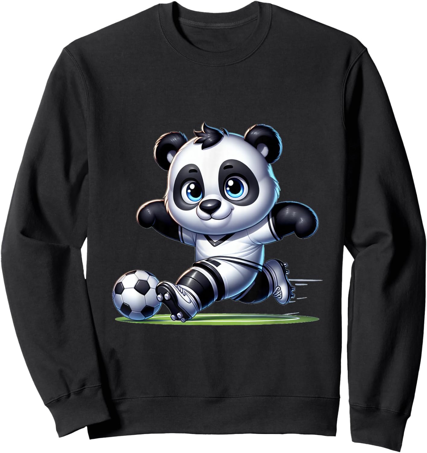 Cute Soccer Player Panda Sweatshirt - Sweatshirt | Black