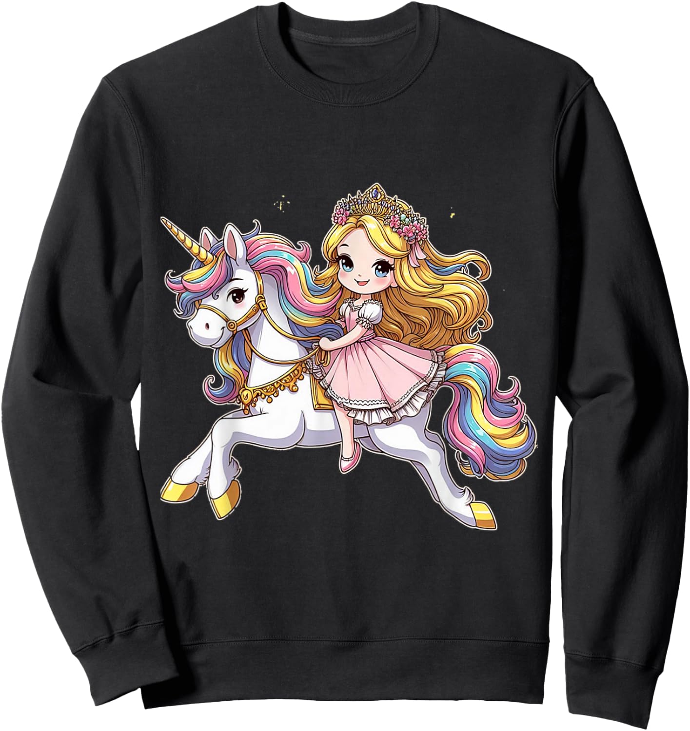 Princess Riding A Unicorn Boys Girls Men Women Kids Adults Sweatshirt - Sweatshirt | Black