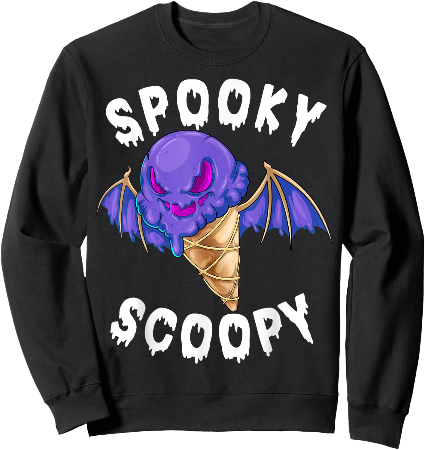 Spooky Scoopy Melting Jack o Lantern Ice Cream Halloween Men Women Kids Sweatshirt - Sweatshirt | Black
