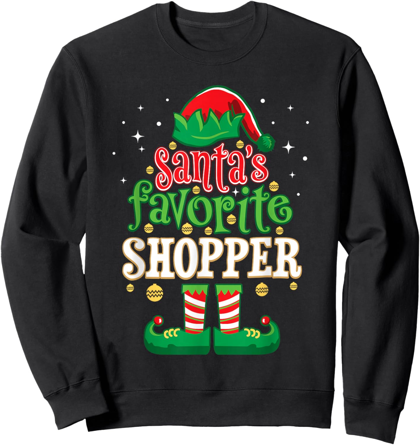 Santa's Favorite Shopper Christmas Matching Shopping Sweatshirt - Sweatshirt | Black
