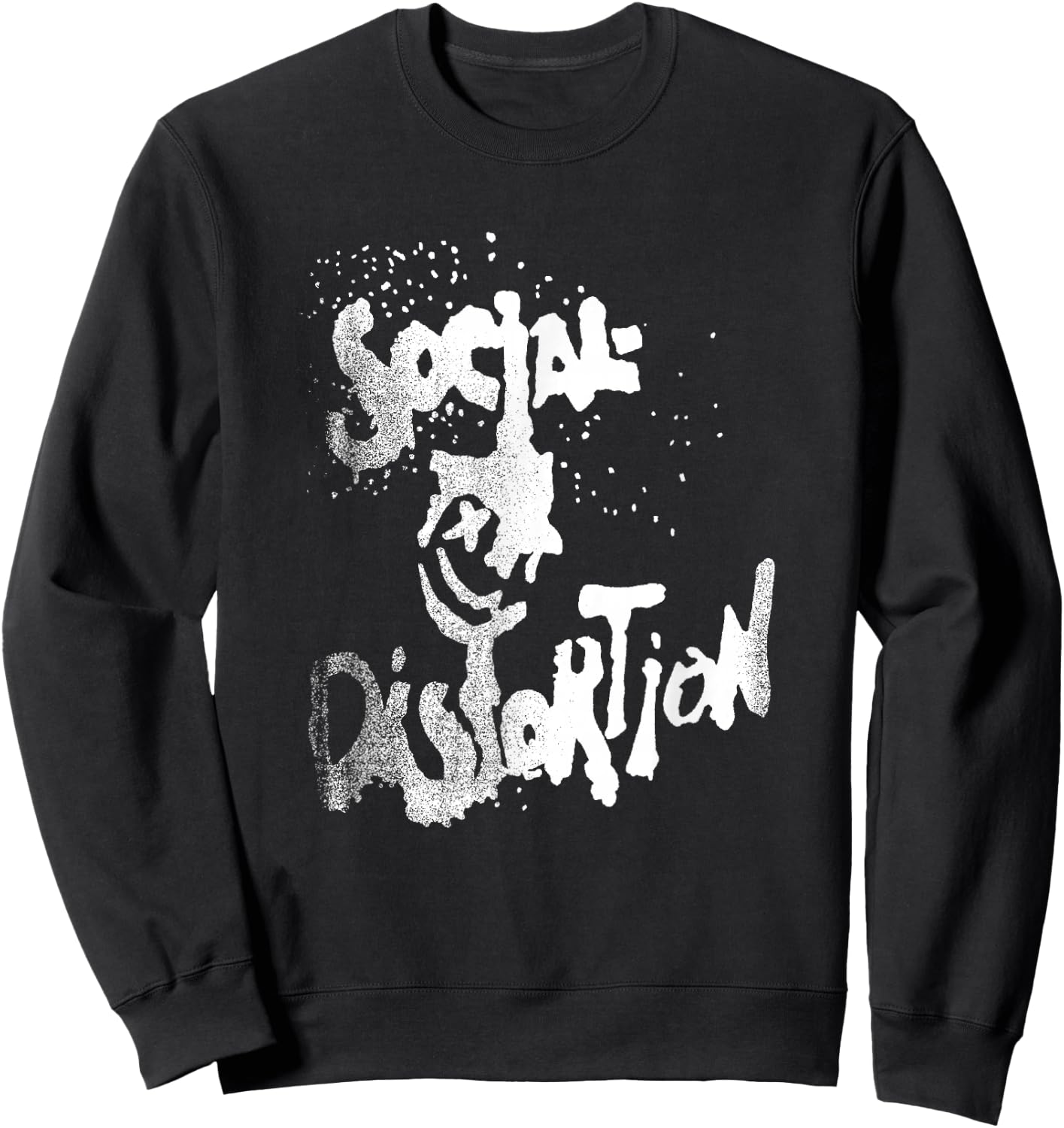 Official Social Distortion White Splatter Smiley Sweatshirt - Sweatshirt | Black