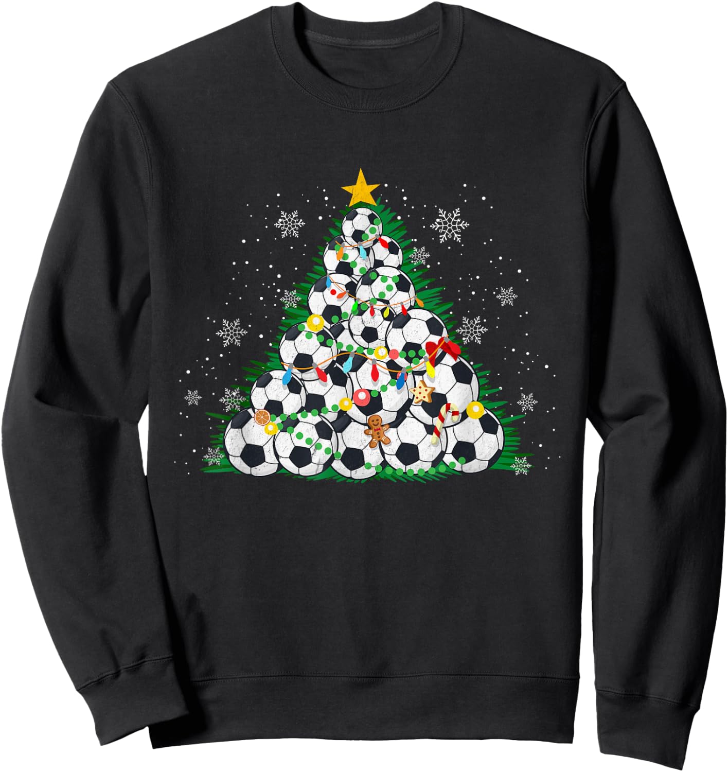 Funny Soccer Christmas Tree Lights Sport Fan Kids Boys Men Sweatshirt - Sweatshirt | Black