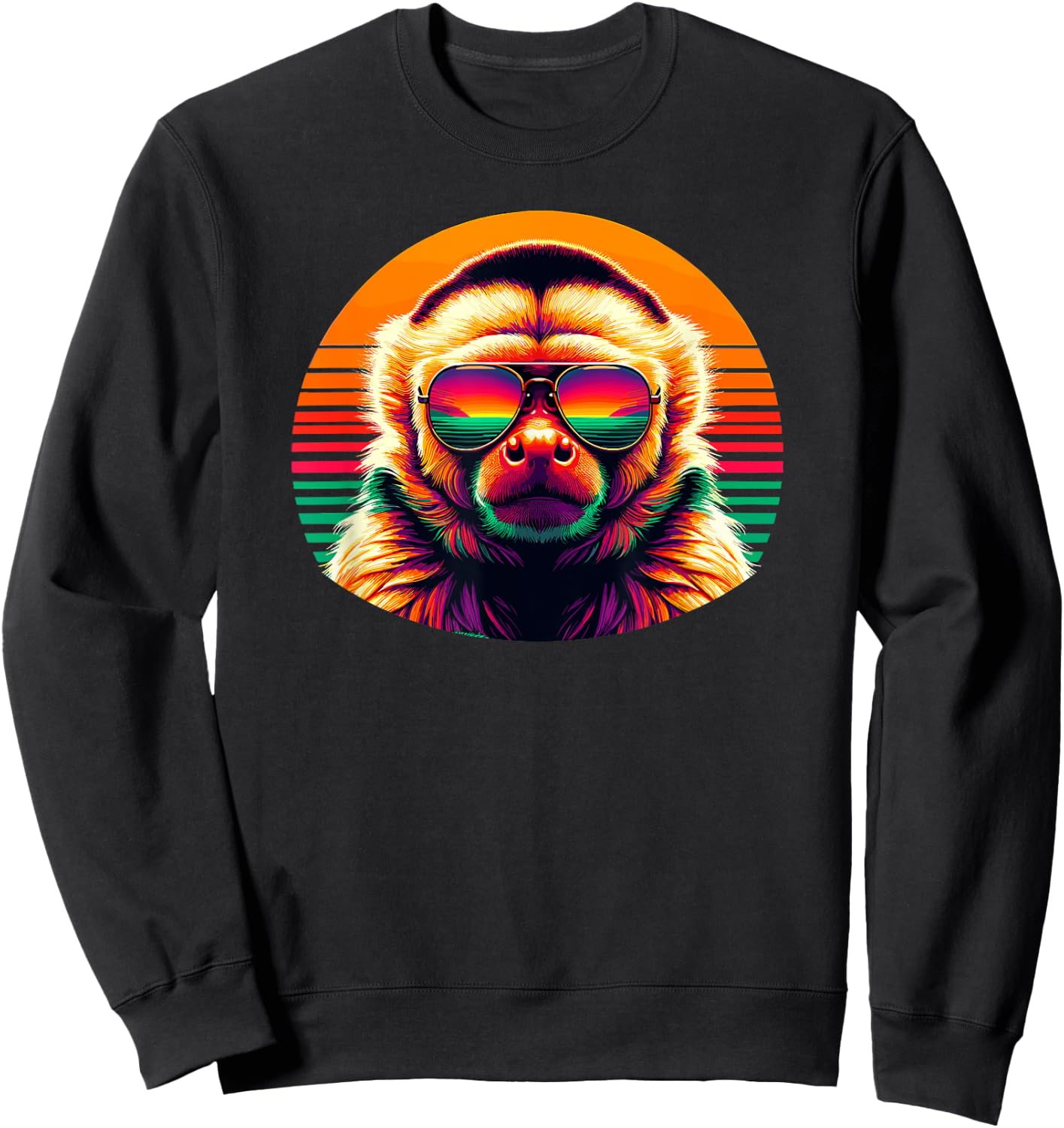 Retro Sunset Sunglasses Capuchin Monkey Sweatshirt - Sweatshirt | Black